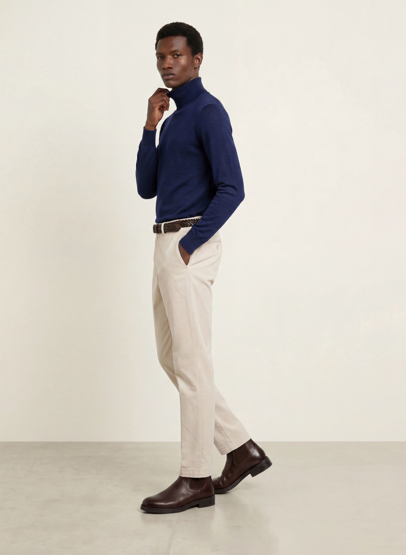 CHAS Rollkragenpullover aus Merinowolle: DUNKELBLAU