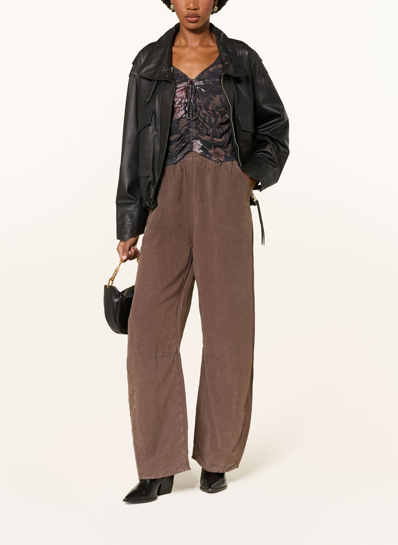 ALLSAINTS JETT Pants with Linen: BROWN