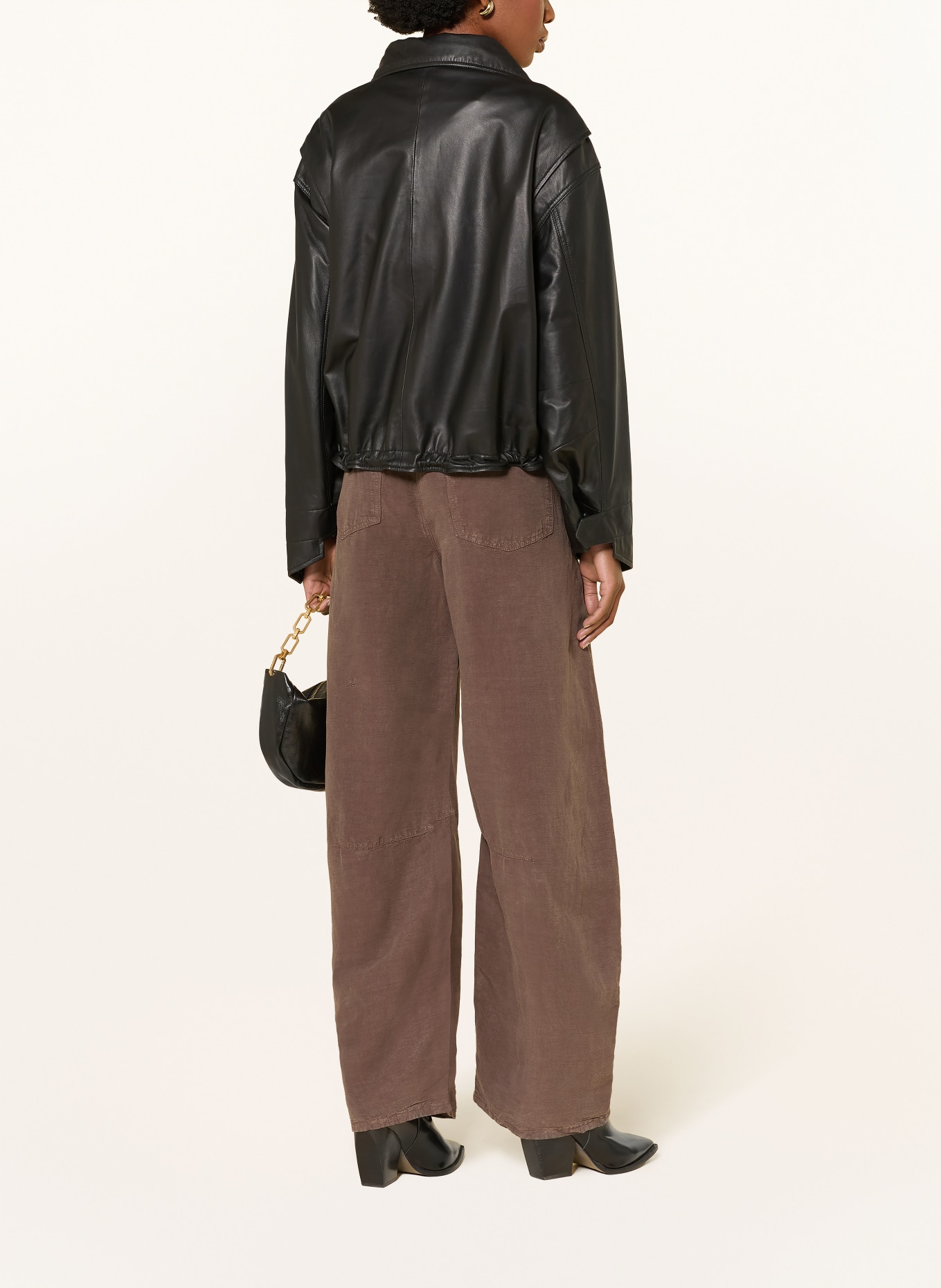 ALLSAINTS JETT Pants with Linen: BROWN