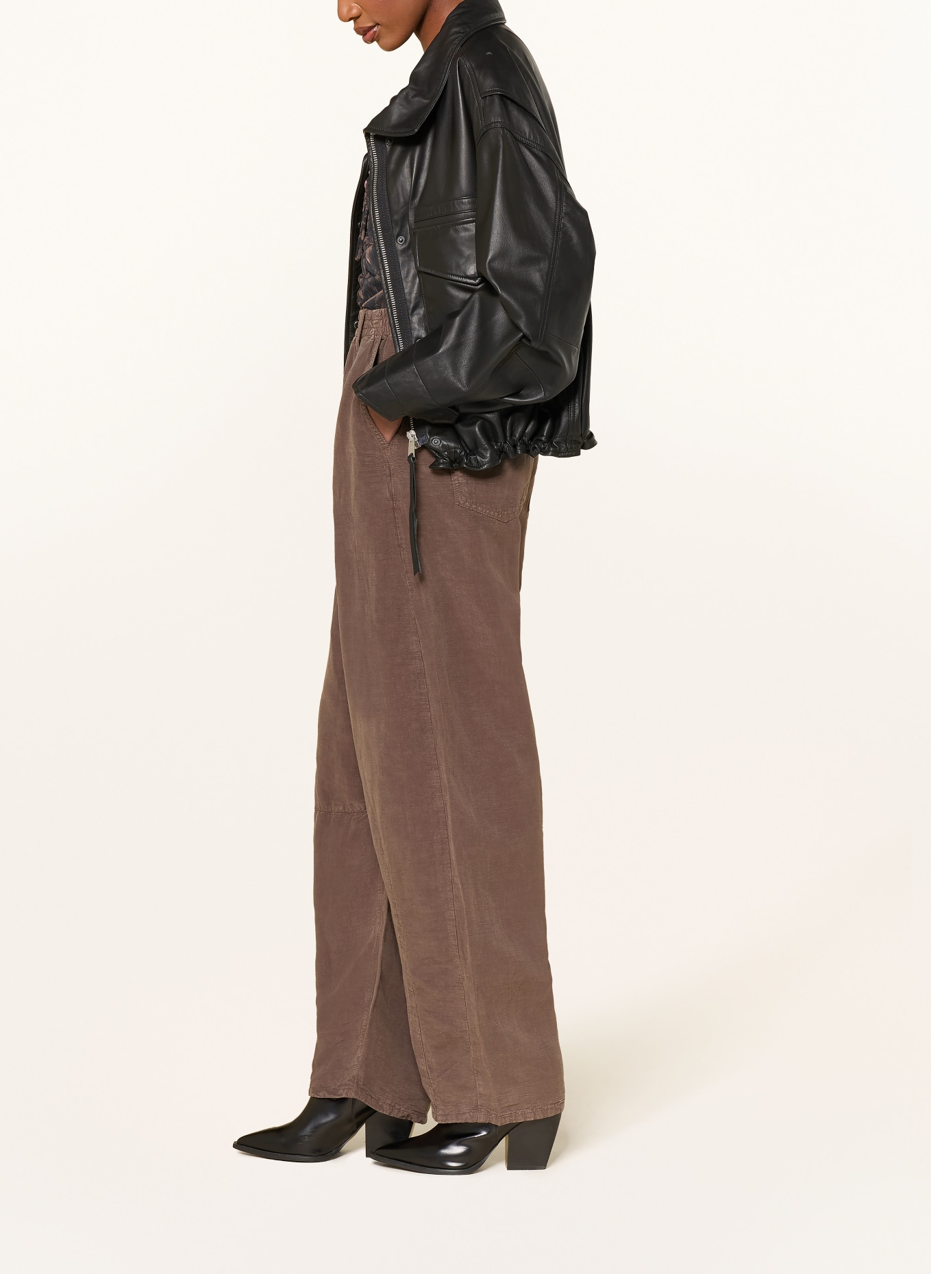 ALLSAINTS JETT Pants with Linen: BROWN