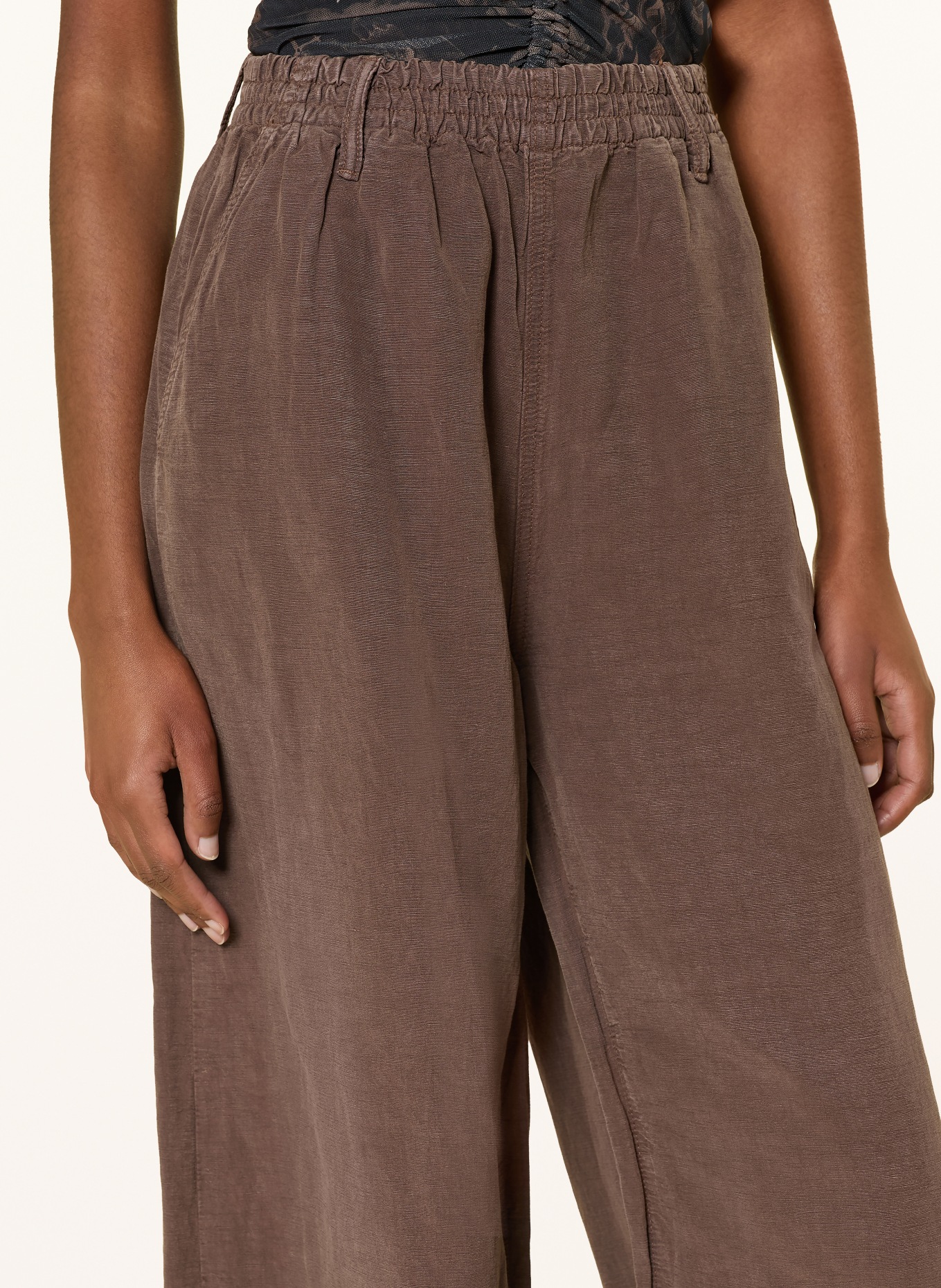 ALLSAINTS JETT Pants with Linen: BROWN