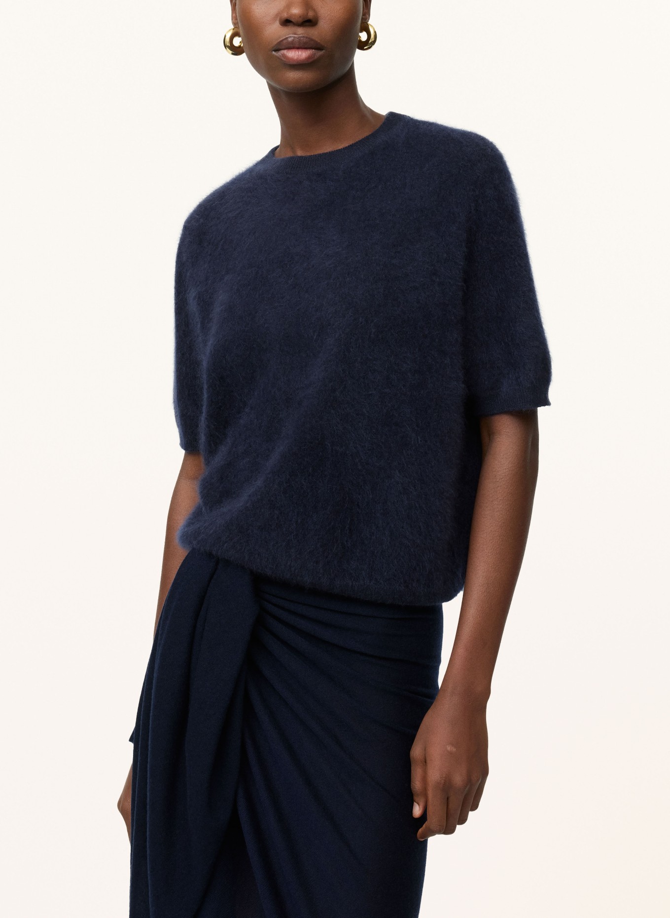 SOFT GOAT Cashmere knit shirt: DARK BLUE