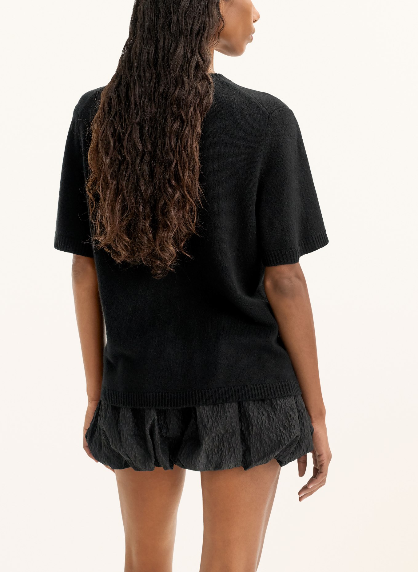 SOFT GOAT Oversized cashmere knit shirt: BLACK