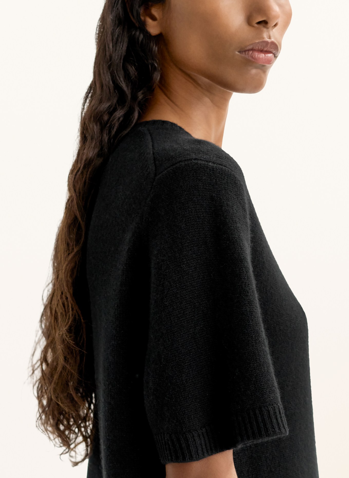 SOFT GOAT Oversized cashmere knit shirt: BLACK