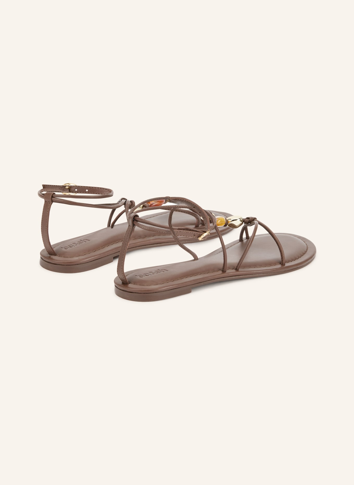 ba&sh Sandalen CAYA mit Schmuckperlen: DUNKELBRAUN / GOLD