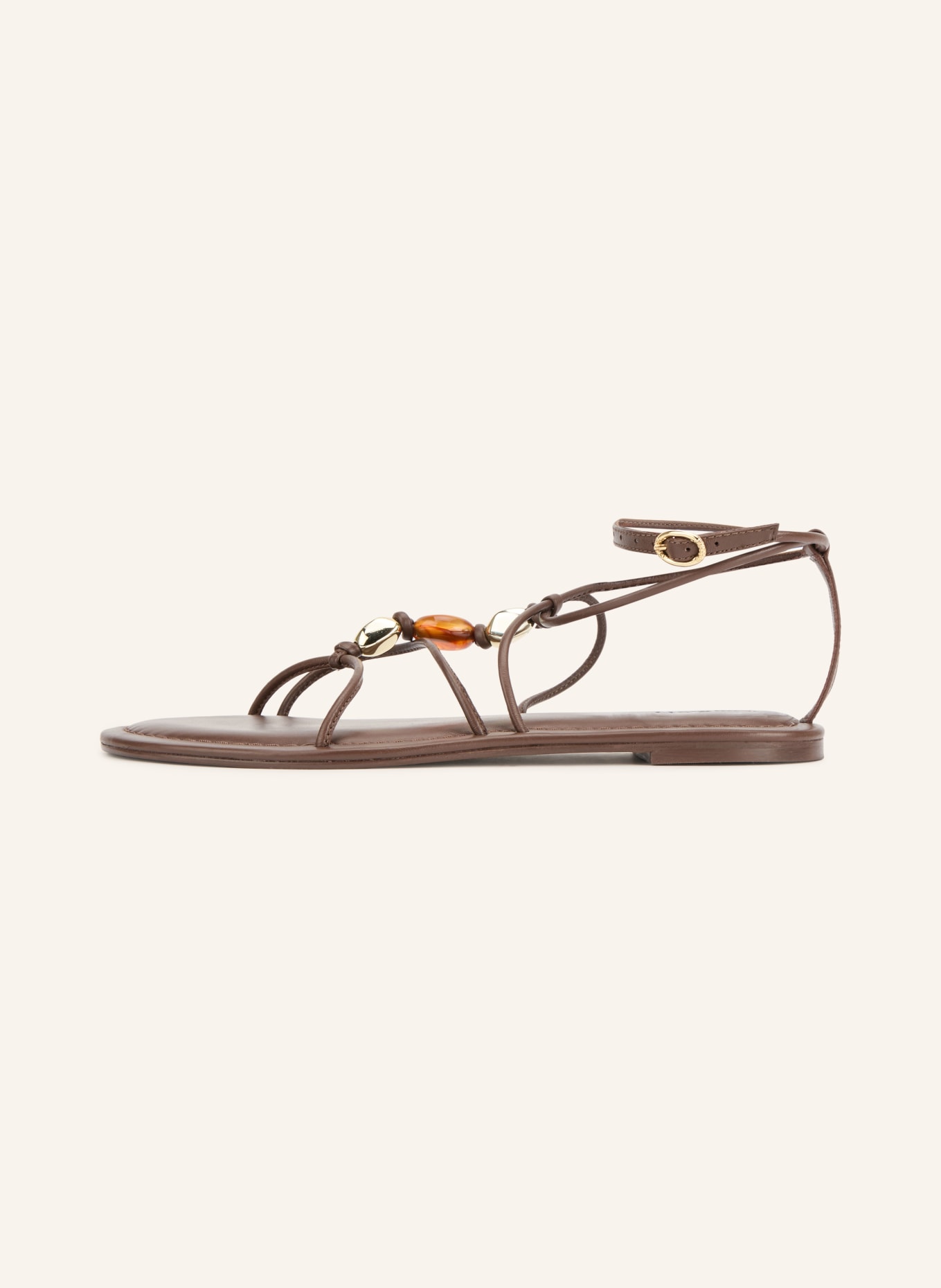 ba&sh Sandalen CAYA mit Schmuckperlen: DUNKELBRAUN / GOLD