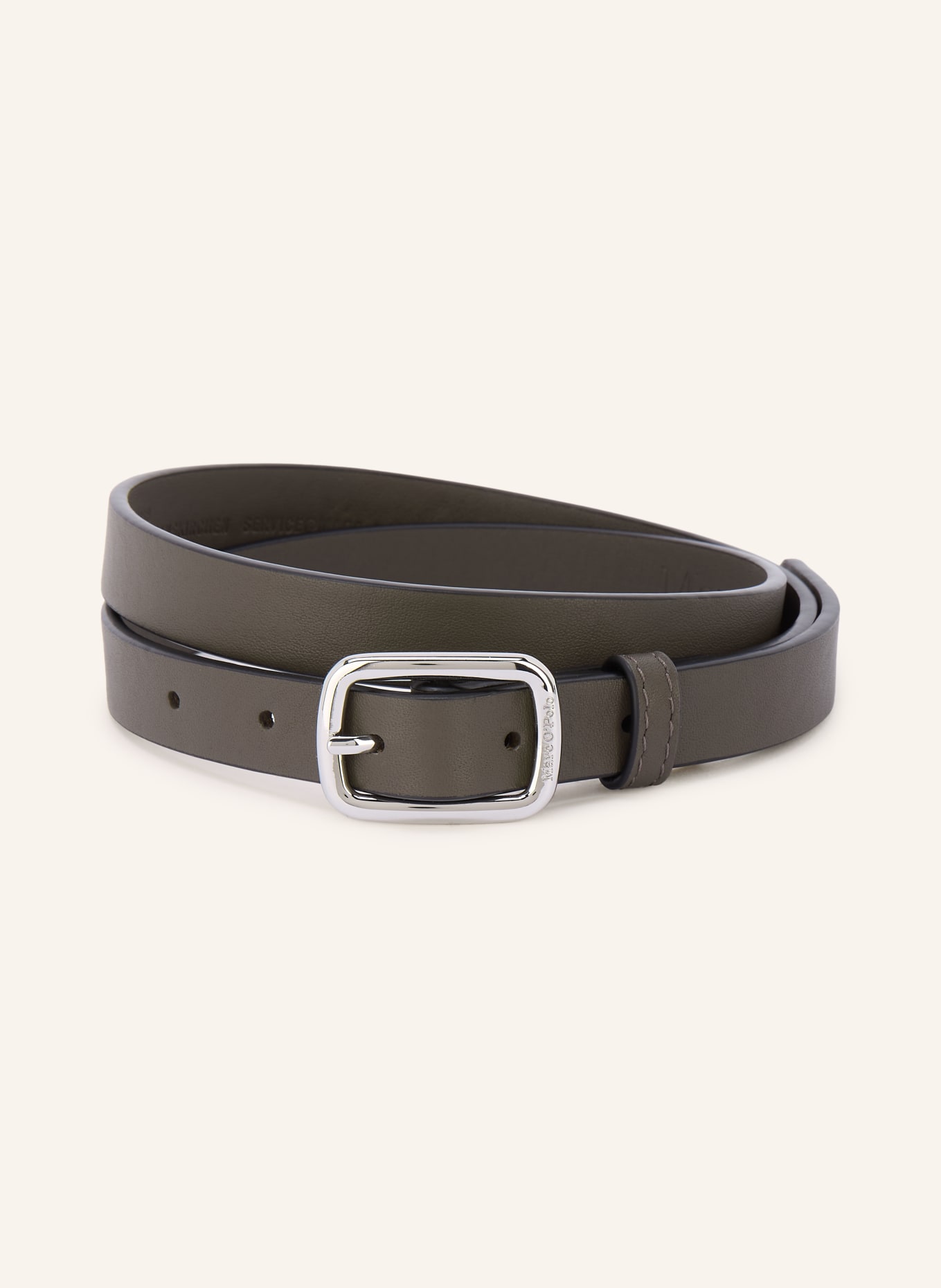Marc O'Polo Ledergürtel: KHAKI / SILBER
