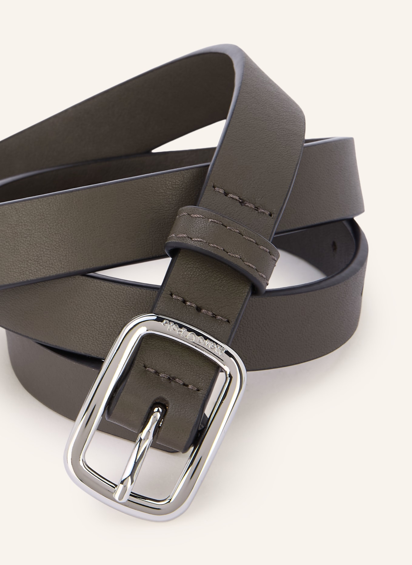 Marc O'Polo Ledergürtel: KHAKI / SILBER