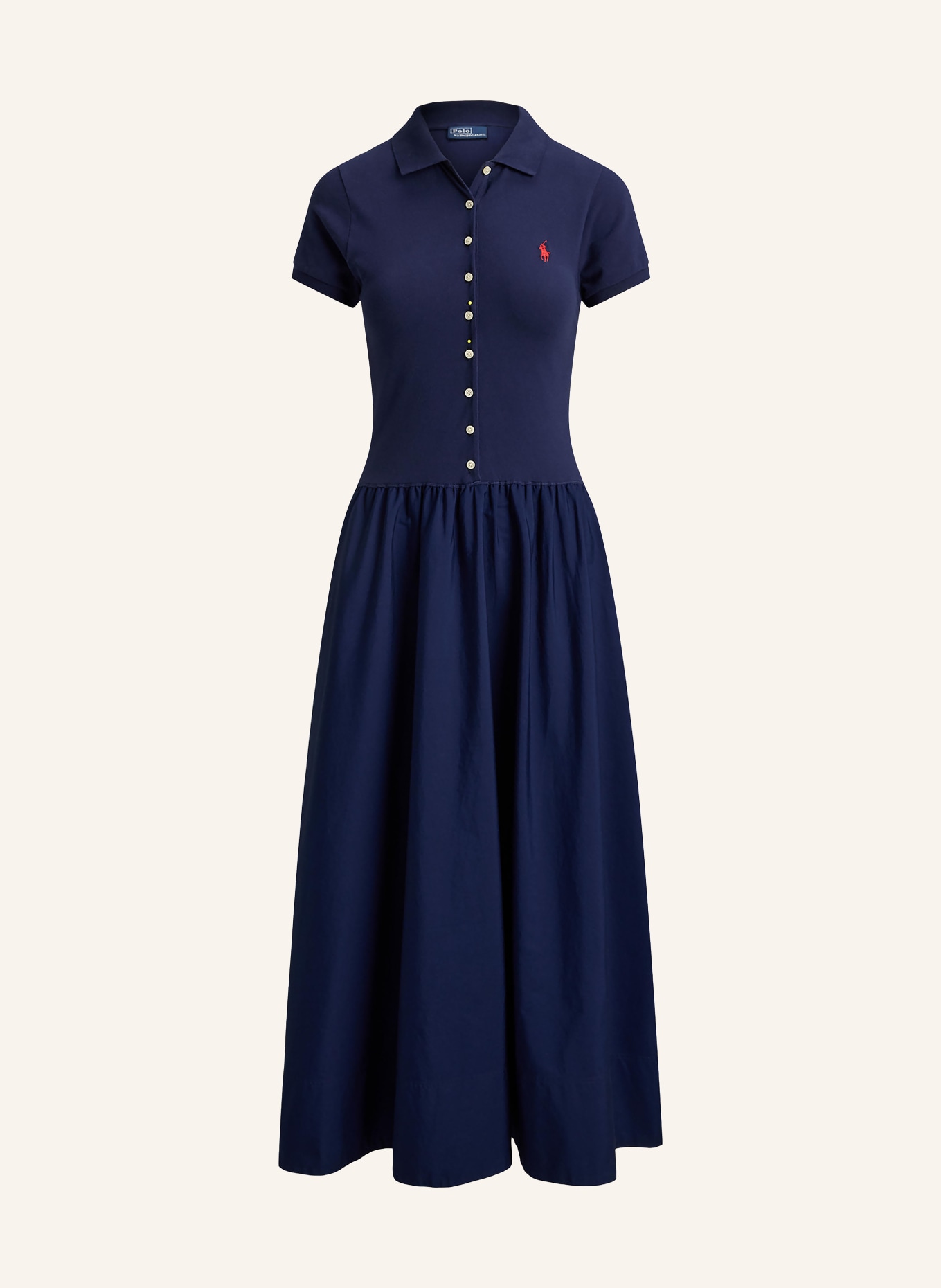 POLO RALPH LAUREN Polokleid im Materialmix: DUNKELBLAU