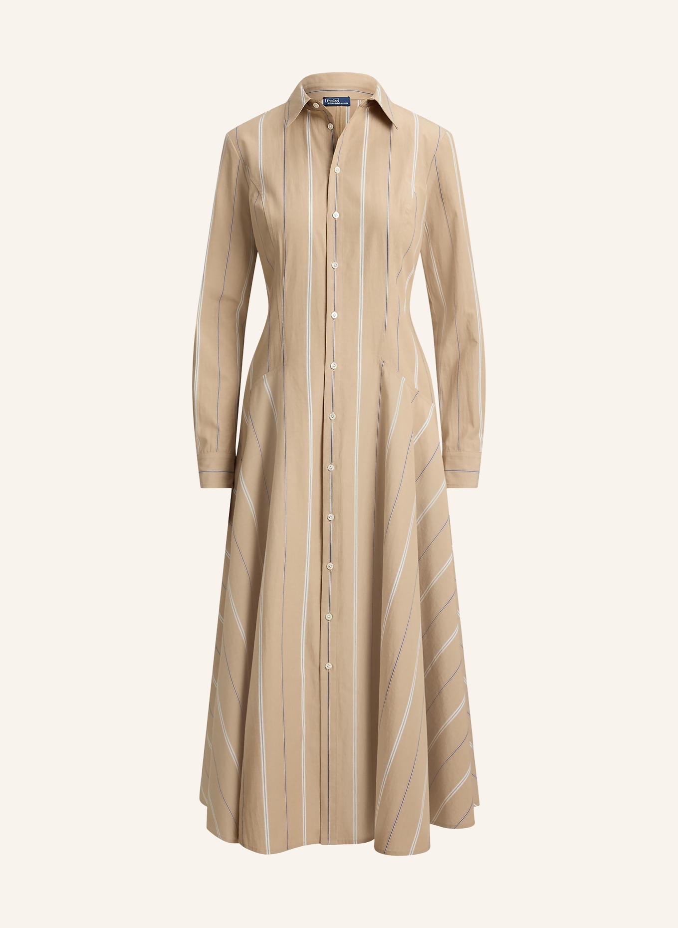 POLO RALPH LAUREN Robe chemise: BEIGE / GRIS FONCÉ / BLANC