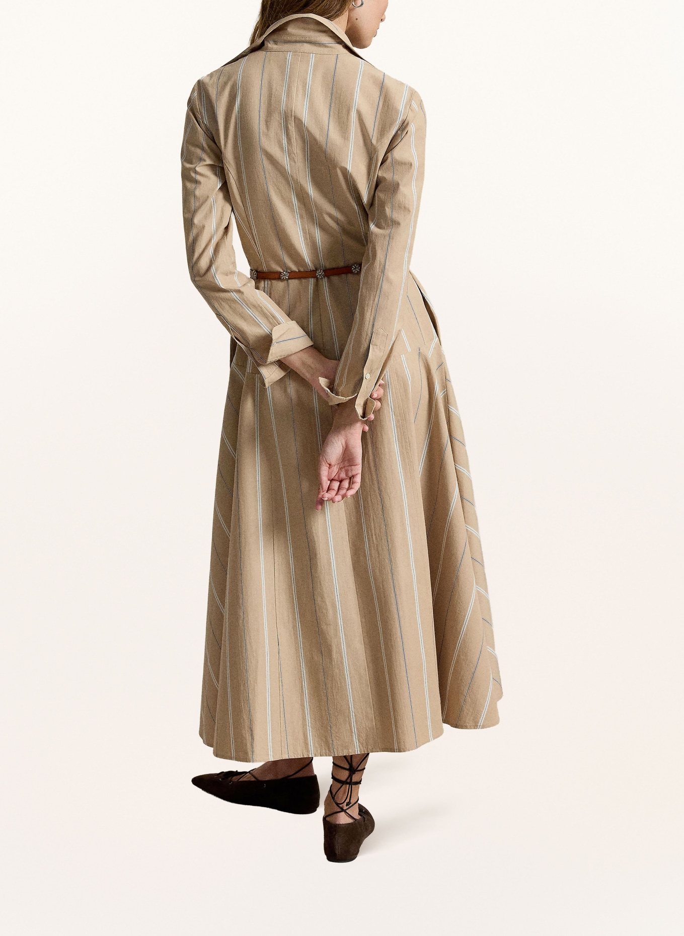 POLO RALPH LAUREN Robe chemise: BEIGE / GRIS FONCÉ / BLANC