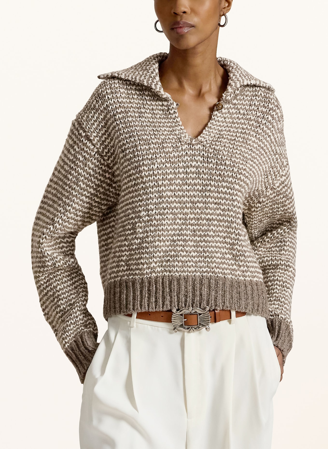POLO RALPH LAUREN Sweater: GRAY / CREAM