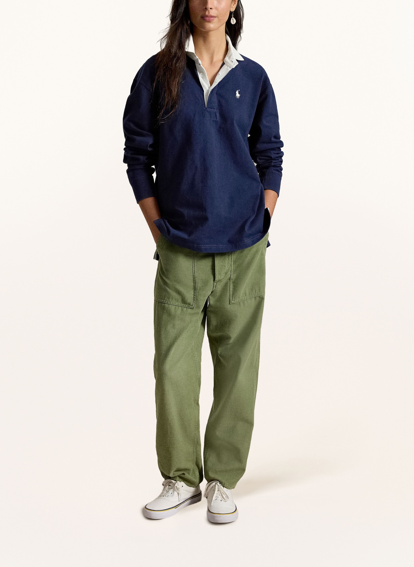 POLO RALPH LAUREN Rugbyshirt: DUNKELBLAU / WEISS