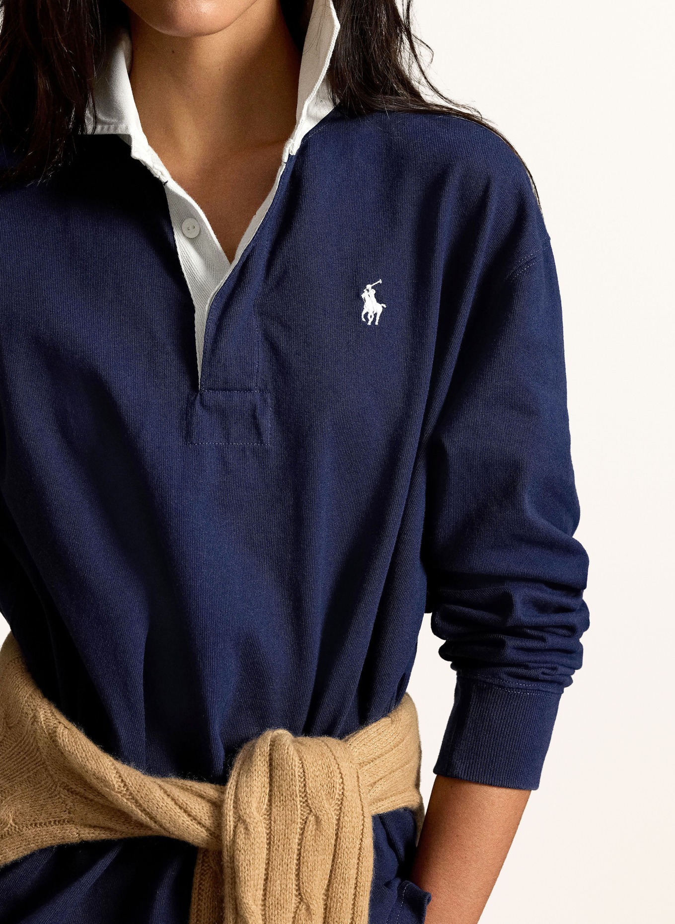 POLO RALPH LAUREN Rugbyshirt: DUNKELBLAU / WEISS