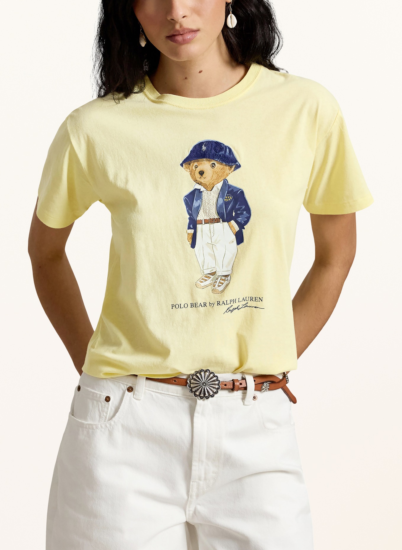 POLO RALPH LAUREN T-shirt: LIGHT YELLOW / BEIGE / BLUE