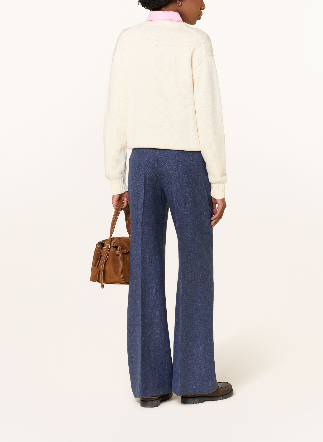 POLO RALPH LAUREN Marlenehose mit Leinen: DUNKELBLAU