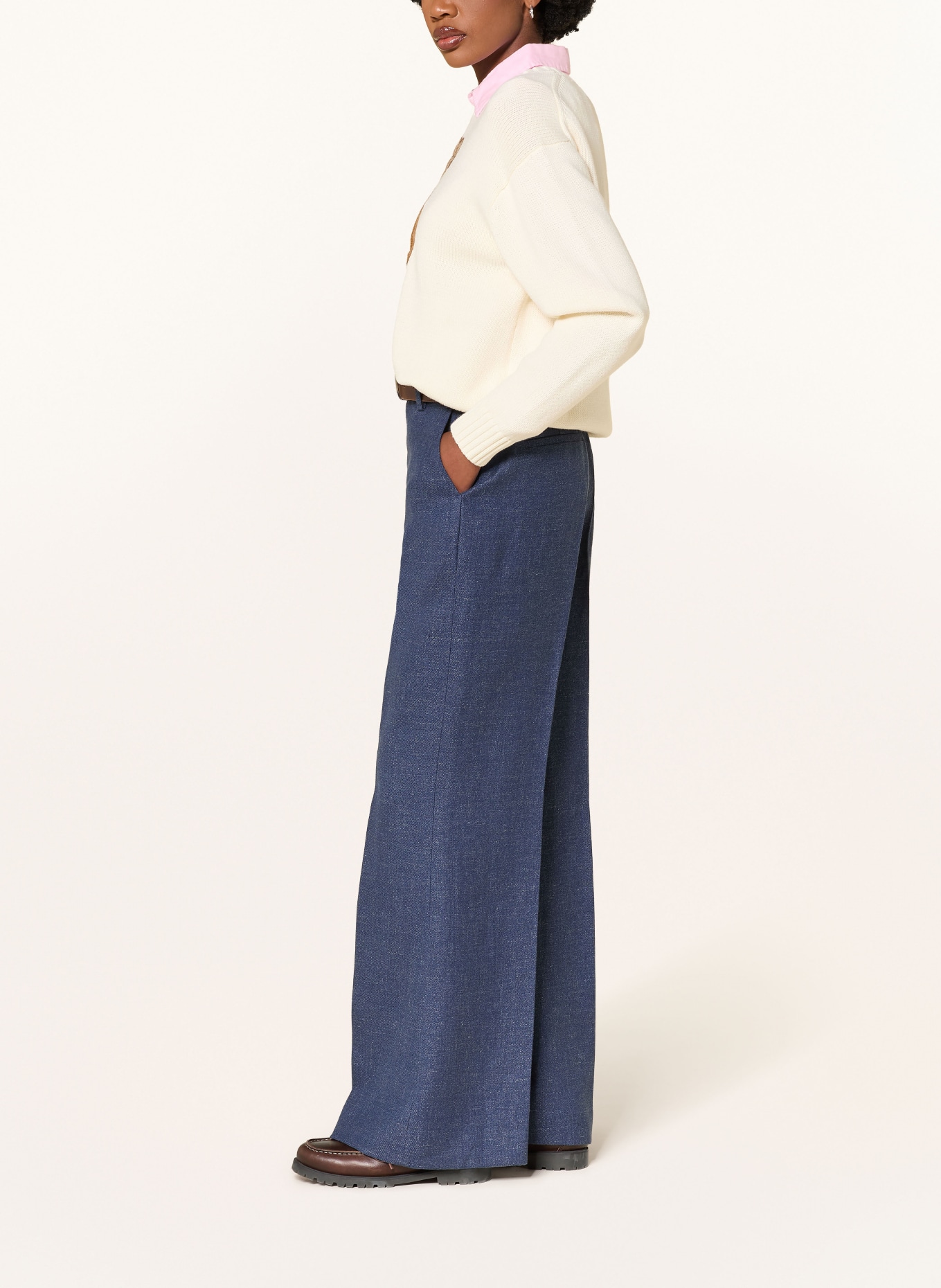 POLO RALPH LAUREN Marlenehose mit Leinen: DUNKELBLAU