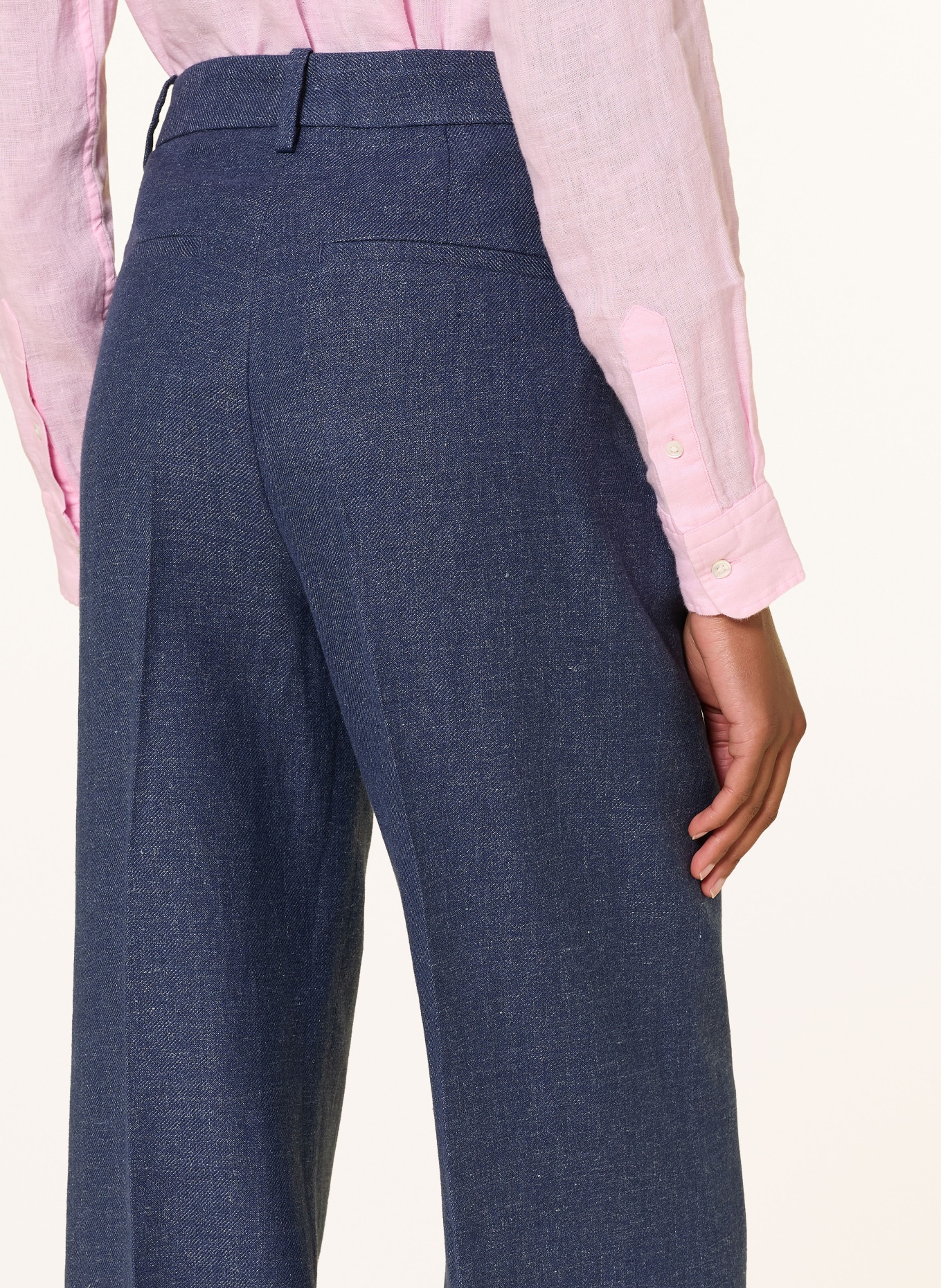 POLO RALPH LAUREN Marlenehose mit Leinen: DUNKELBLAU