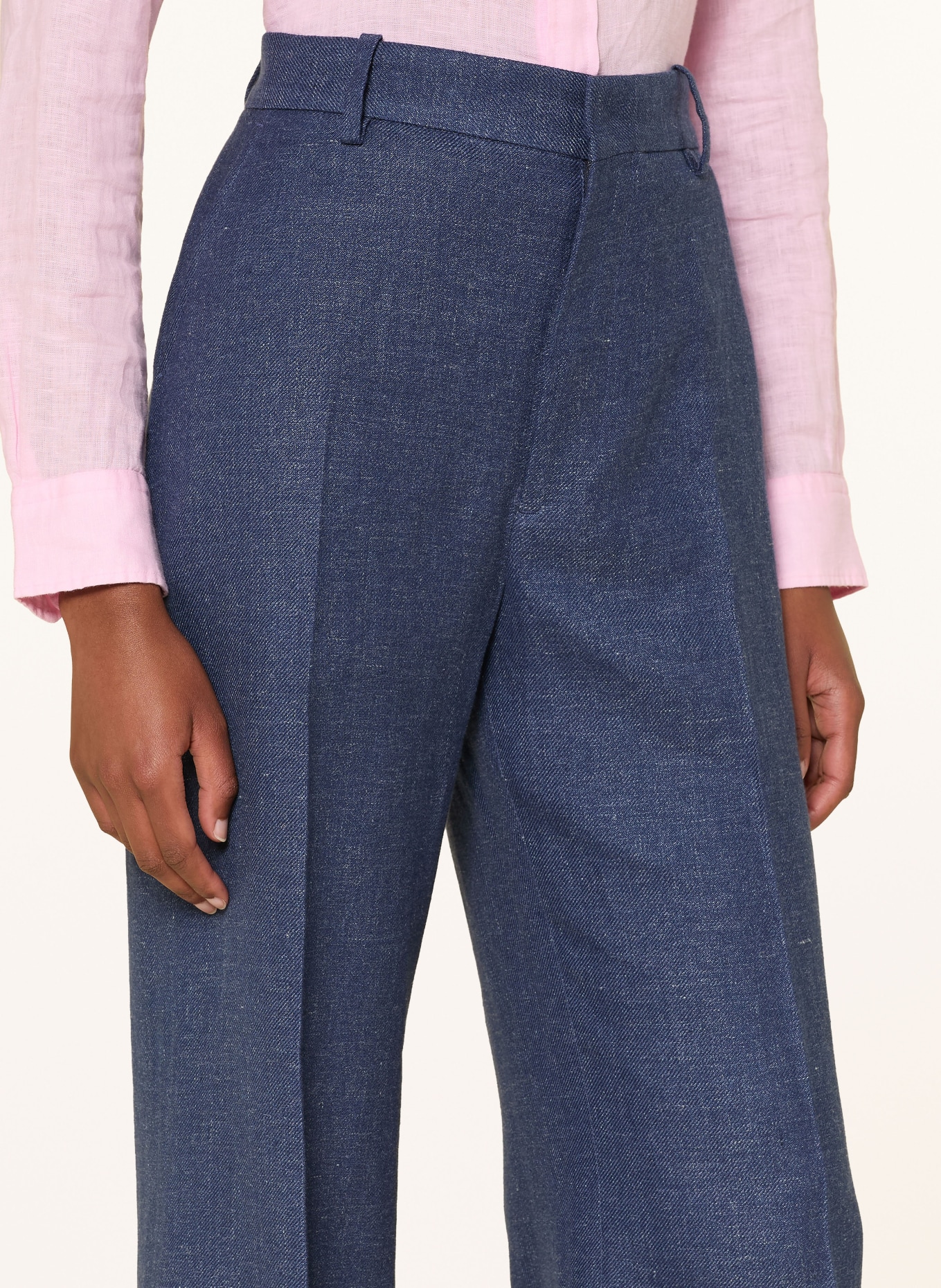 POLO RALPH LAUREN Marlenehose mit Leinen: DUNKELBLAU