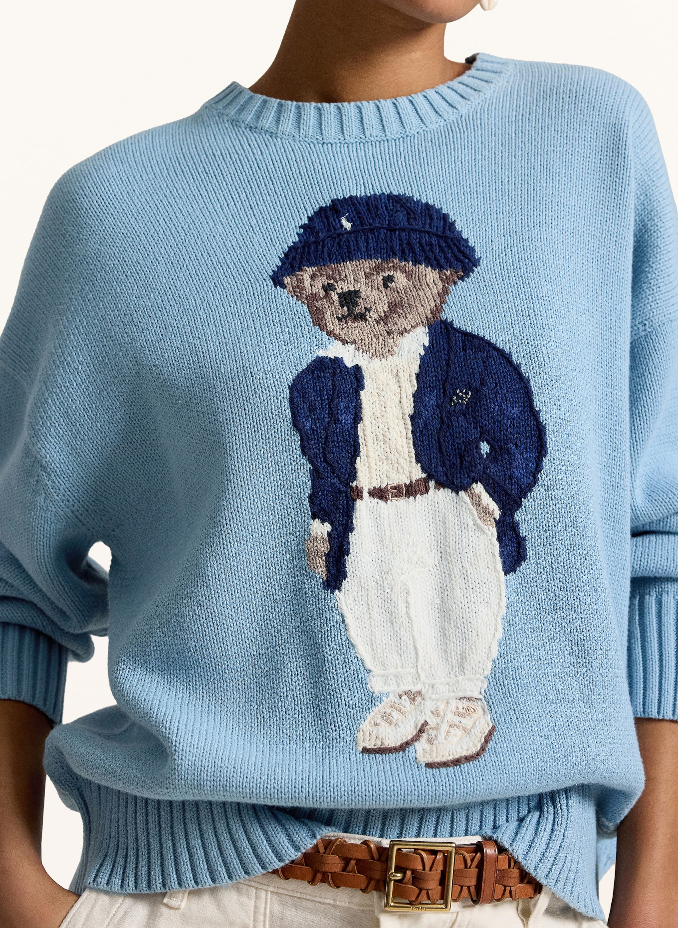 POLO RALPH LAUREN Sweaters: LIGHT BLUE / BLUE / WHITE