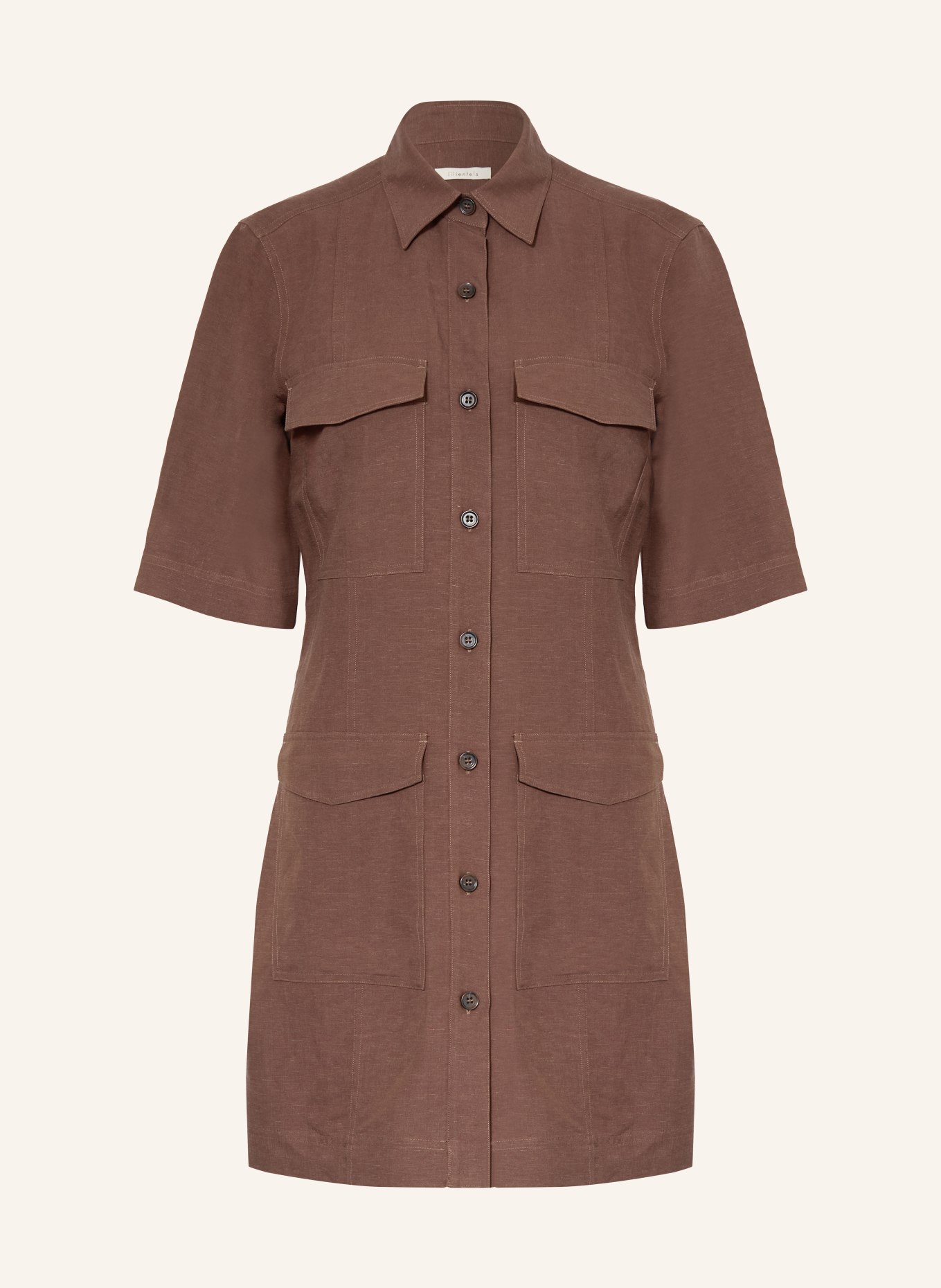 lilienfels Shirt dress with linen: DARK BROWN