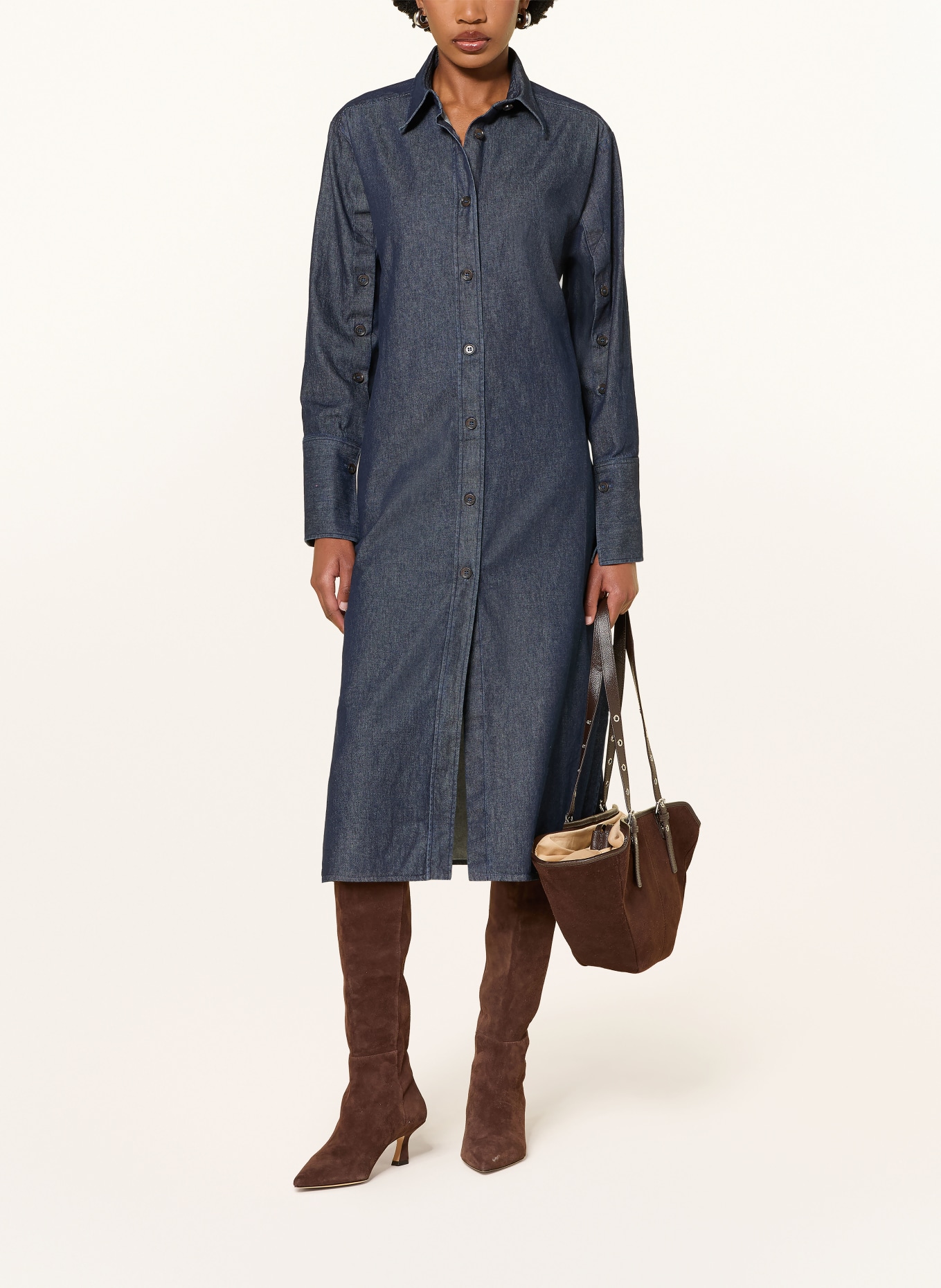 lilienfels Robe chemise effet denim: BLEU FONCÉ