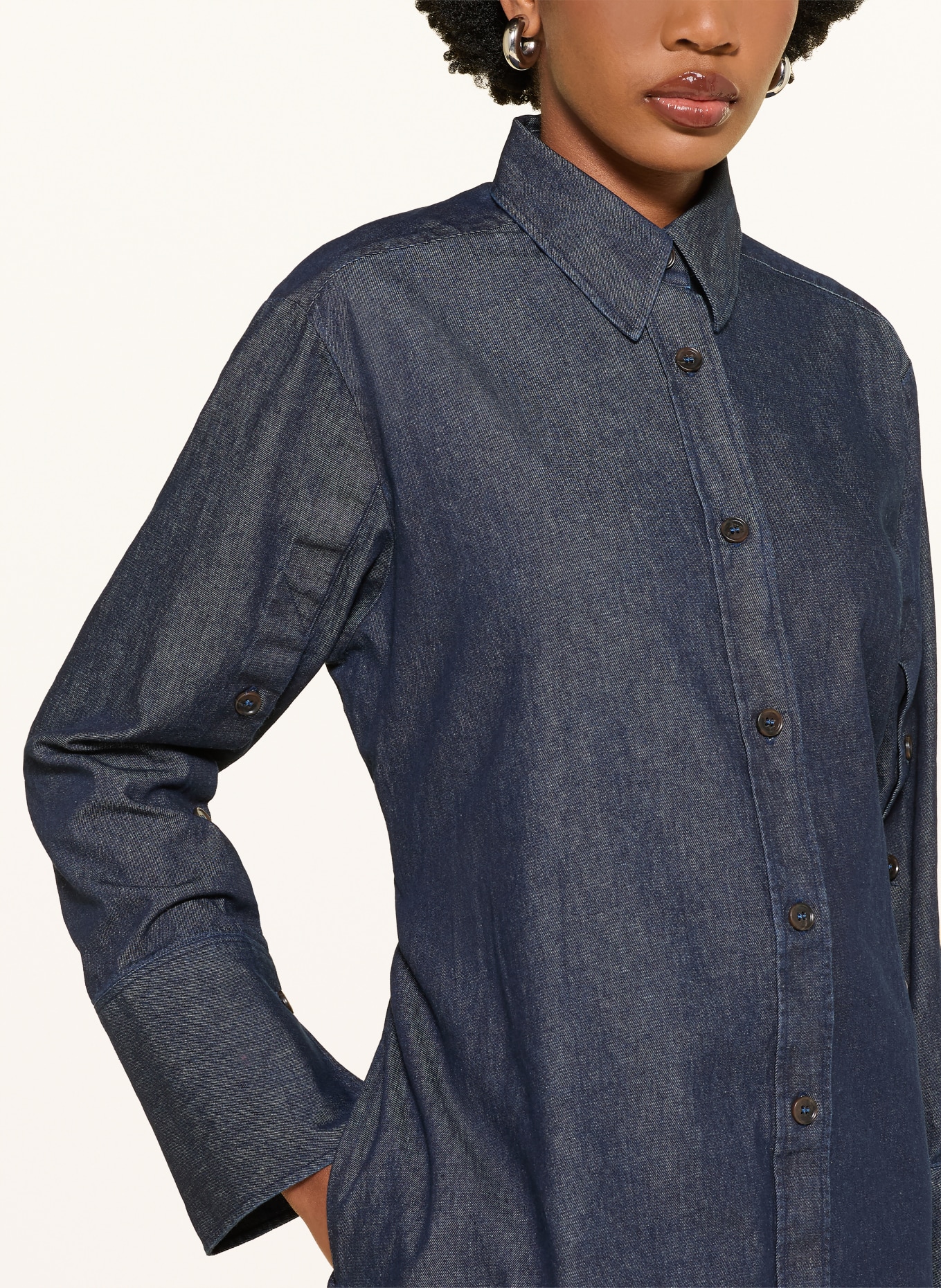 lilienfels Robe chemise effet denim: BLEU FONCÉ