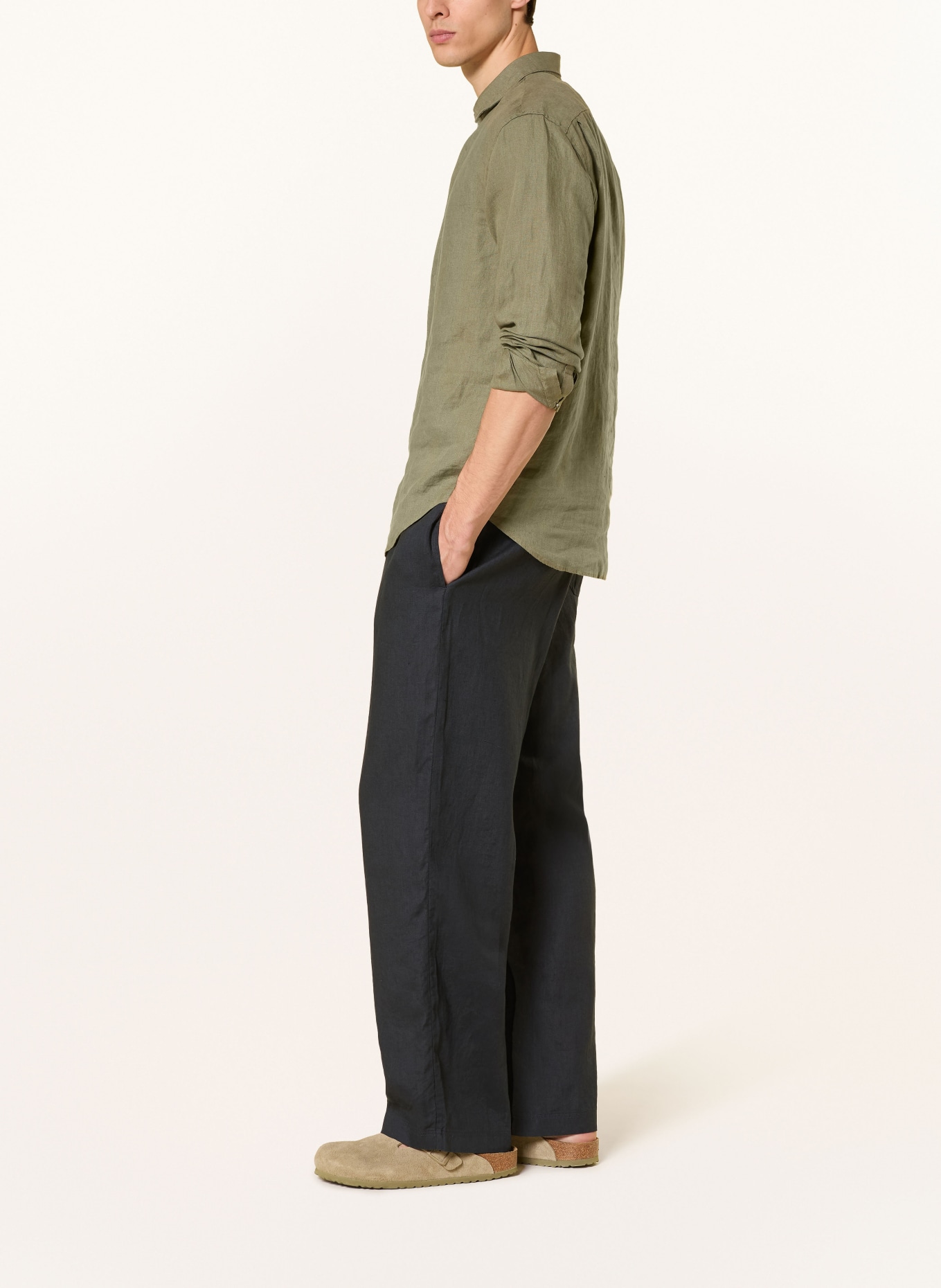 ARKET Leinenhose Regular Fit: DUNKELBLAU
