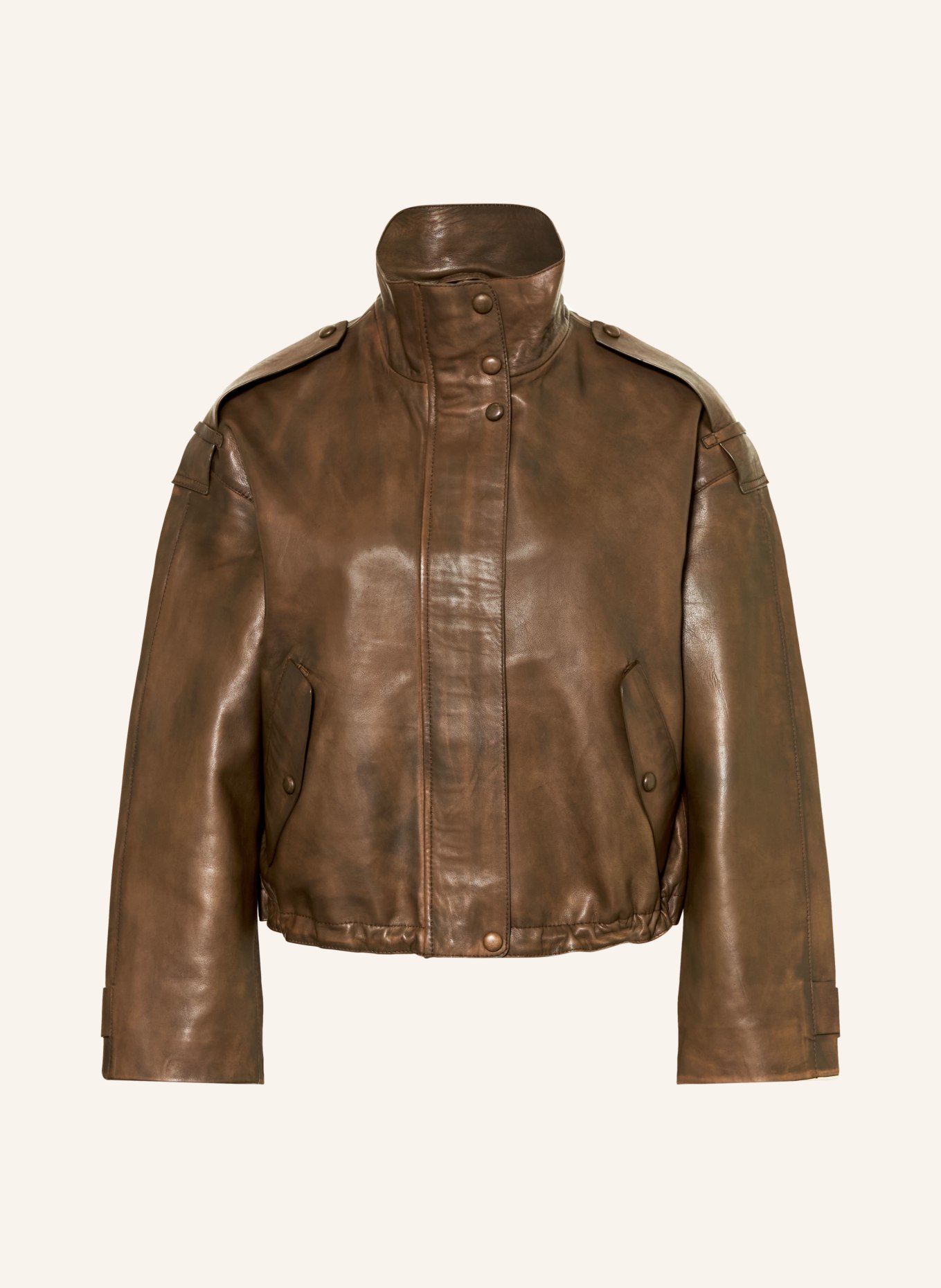 RICANO DEBORA Leather Jacket: DARK BROWN