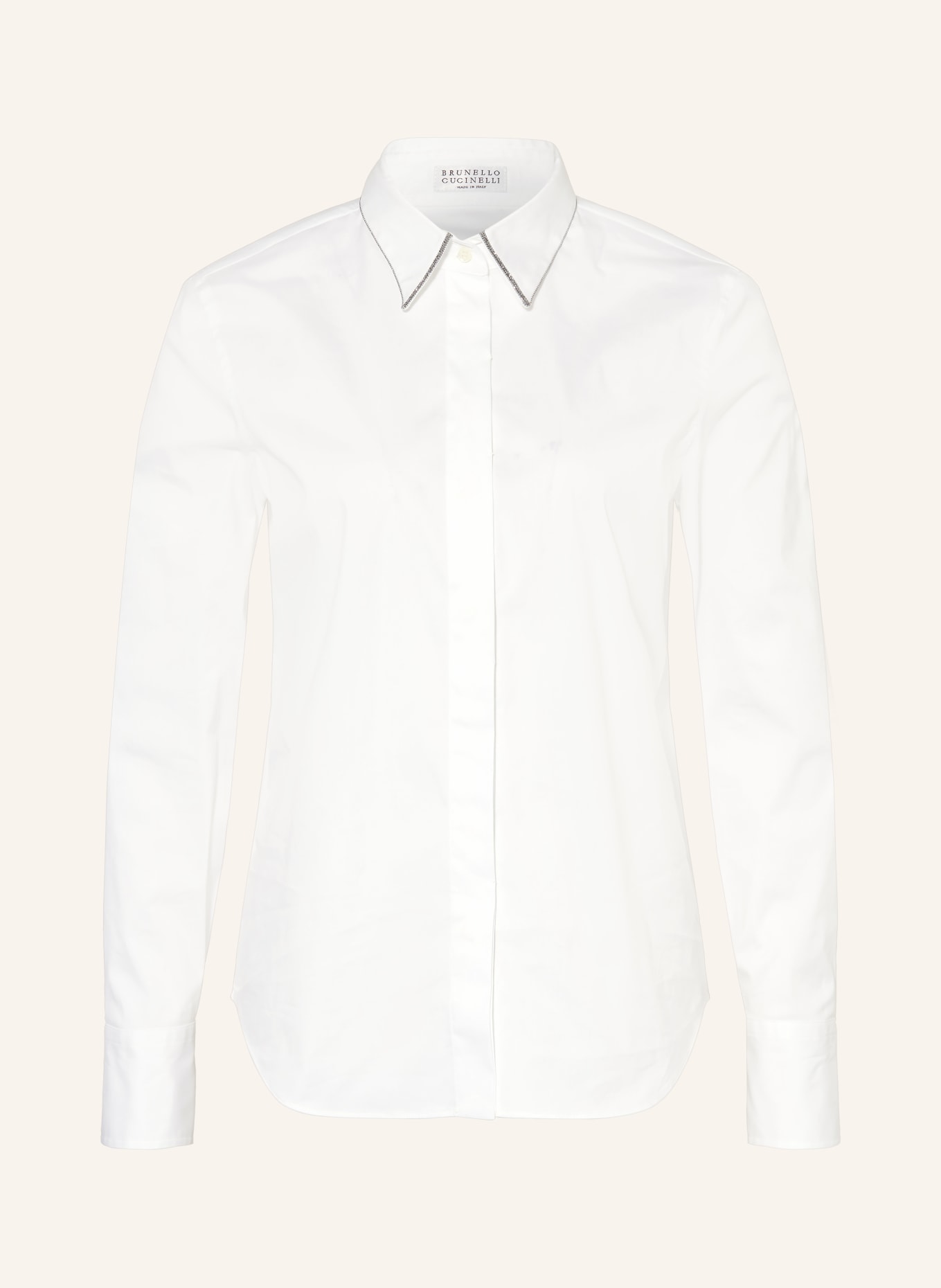 BRUNELLO CUCINELLI Hemdbluse mit Schmucksteinen: WEISS