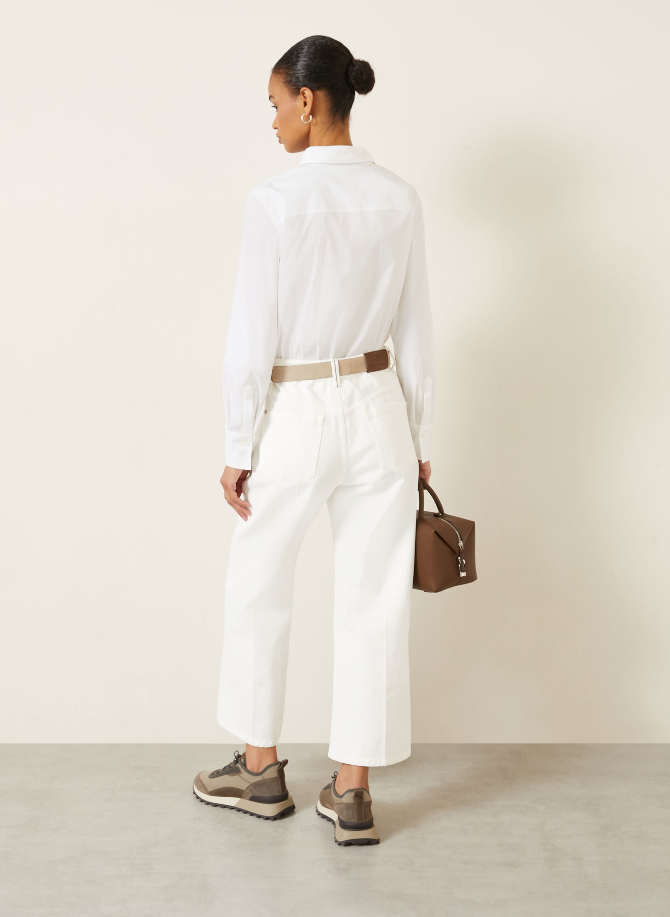 BRUNELLO CUCINELLI Hemdbluse mit Schmucksteinen: WEISS
