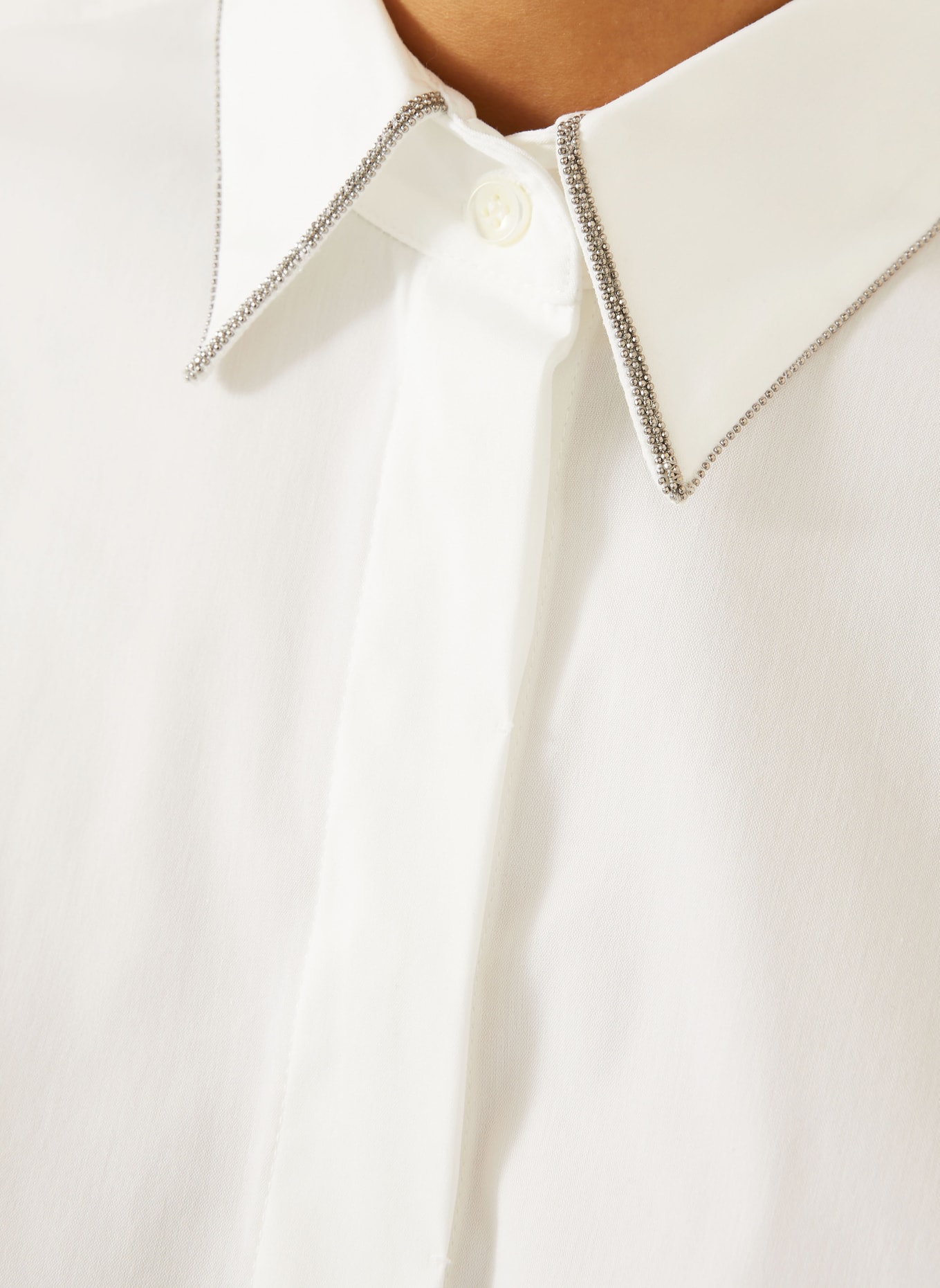 BRUNELLO CUCINELLI Hemdbluse mit Schmucksteinen: WEISS