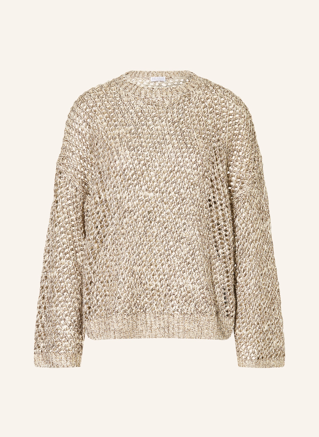 BRUNELLO CUCINELLI Sweater made of linen and silk: LIGHT BROWN / GOLD / DARK BROWN