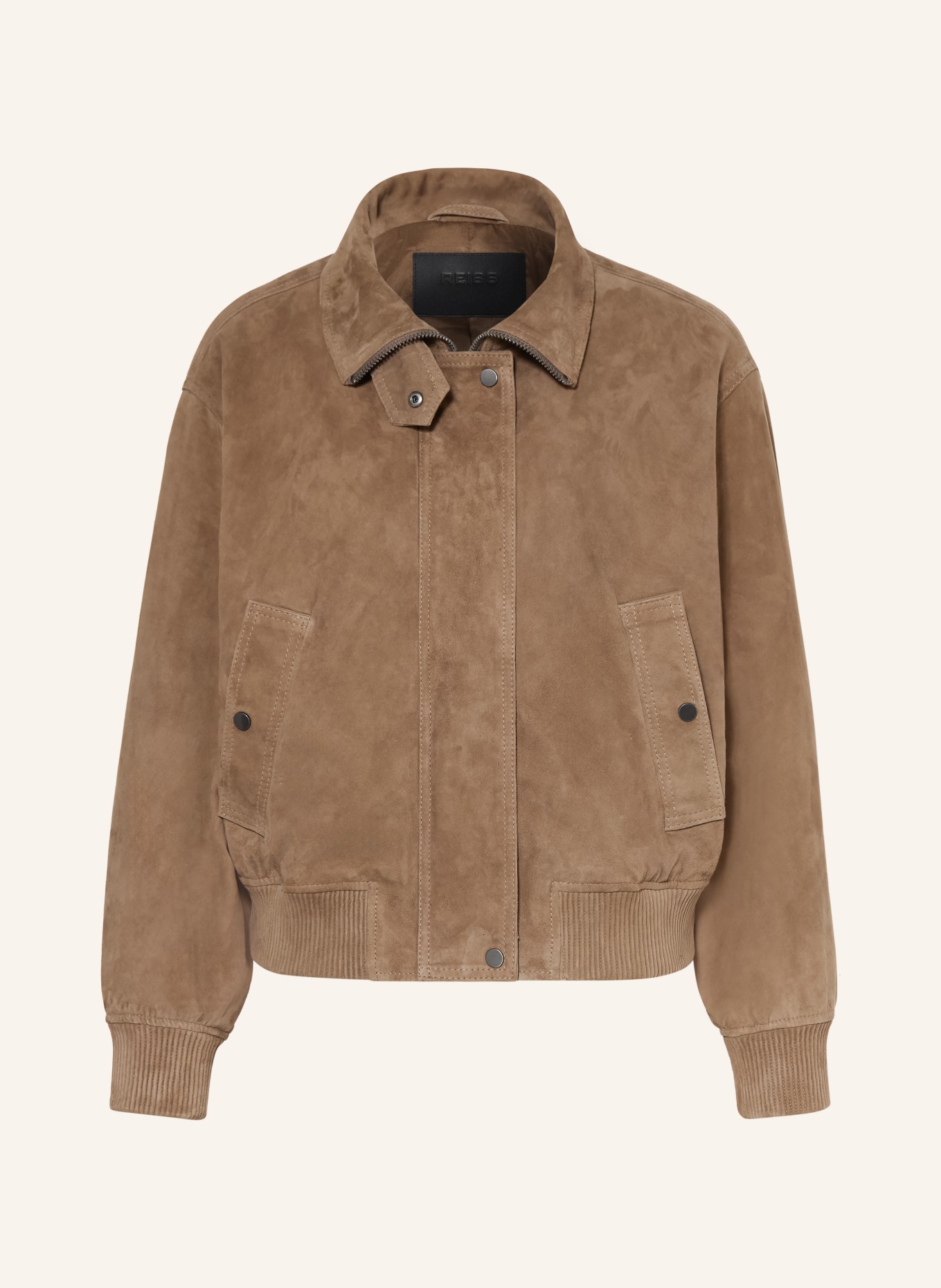 REISS CARA Leather Jacket: BROWN