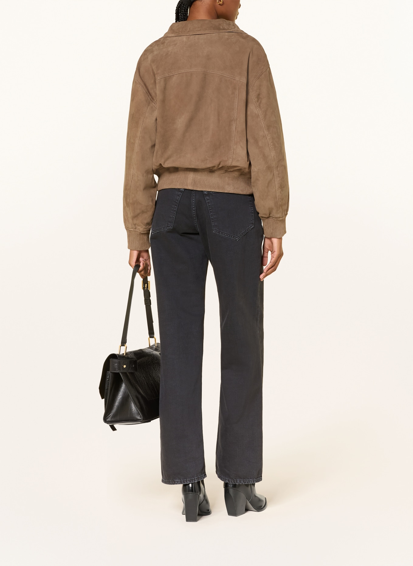 REISS CARA Leather Jacket: BROWN