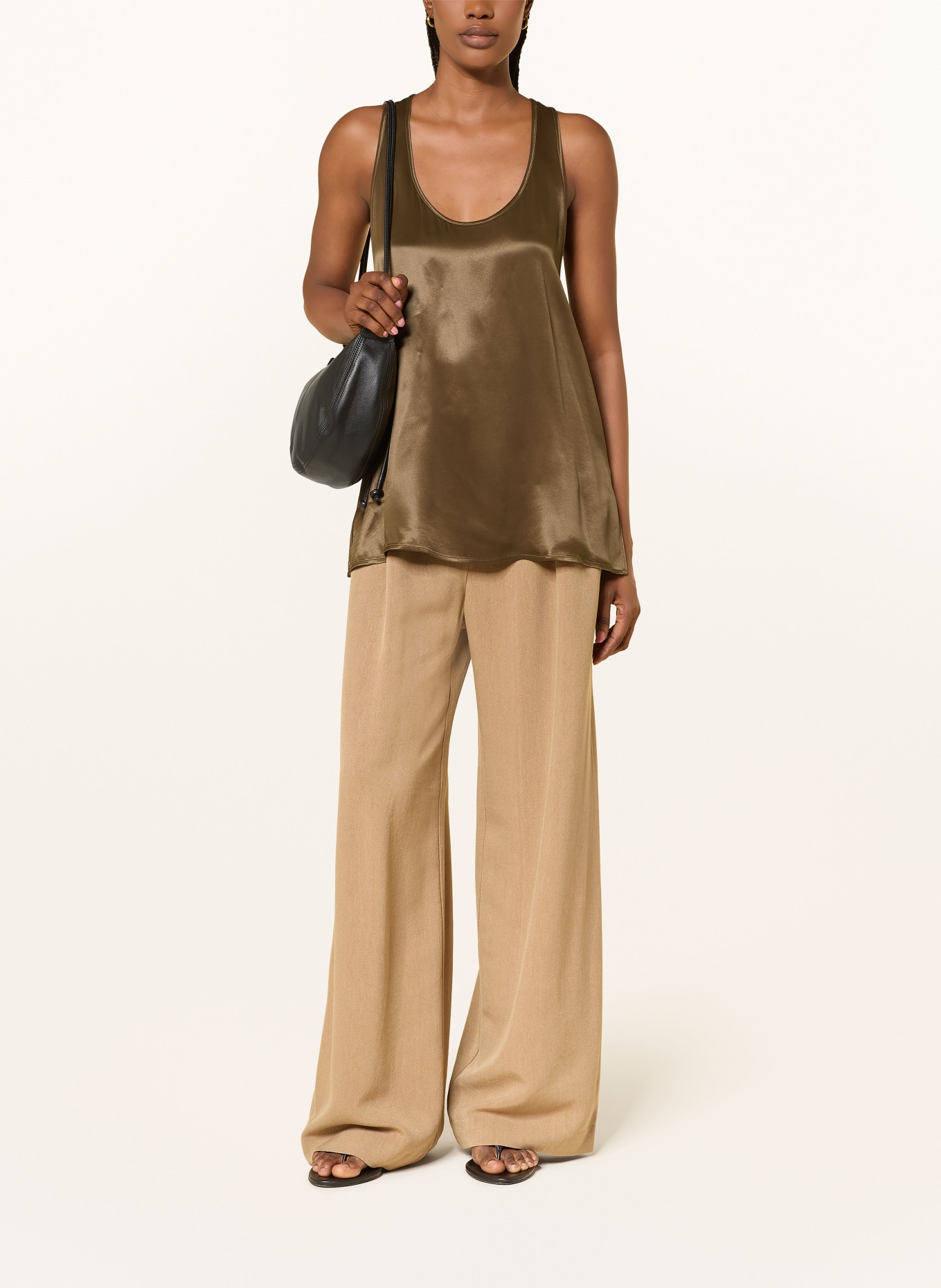 ARKET Satin Top BASE SPORTY: KHAKI