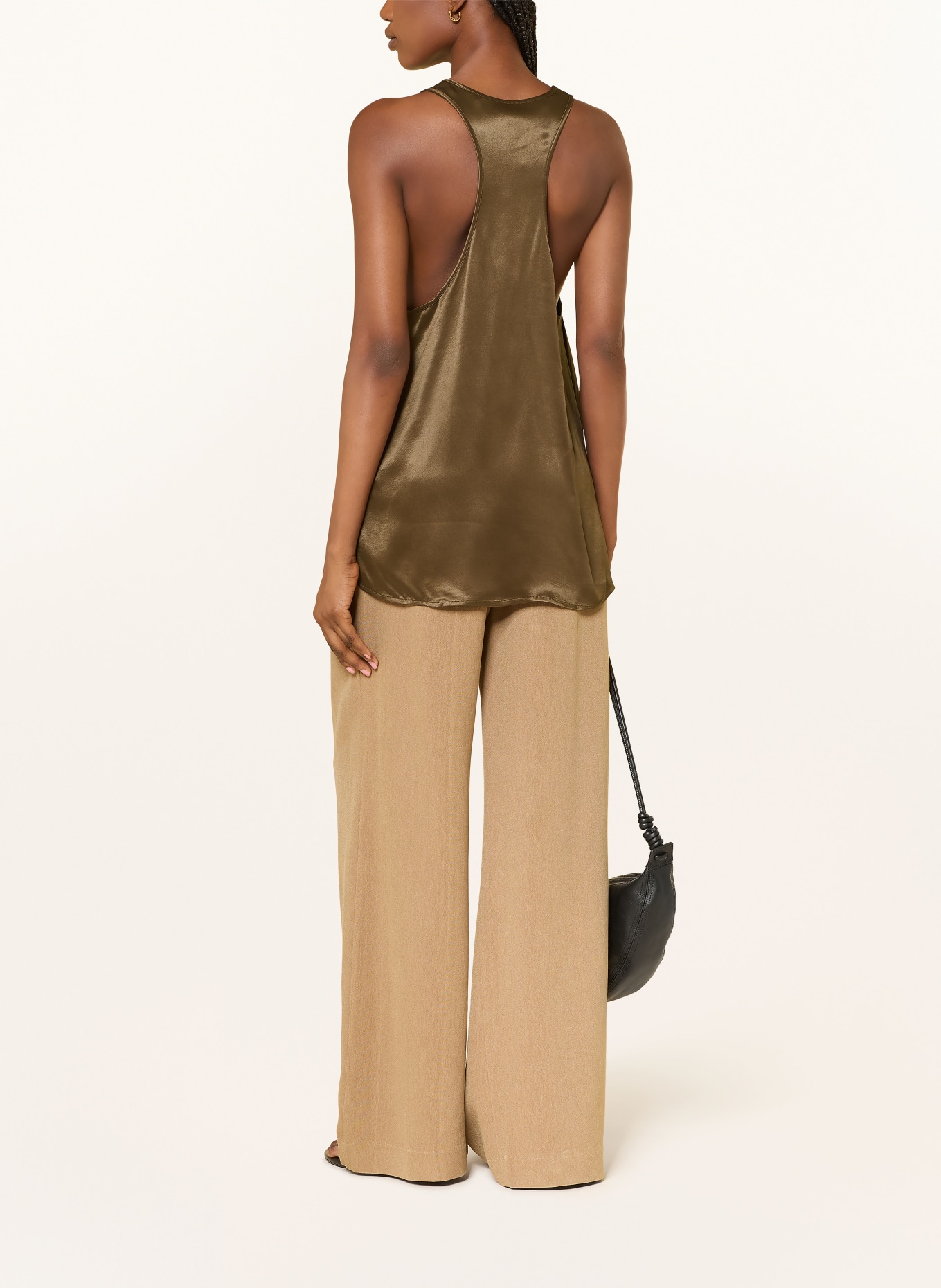 ARKET Satin Top BASE SPORTY: KHAKI