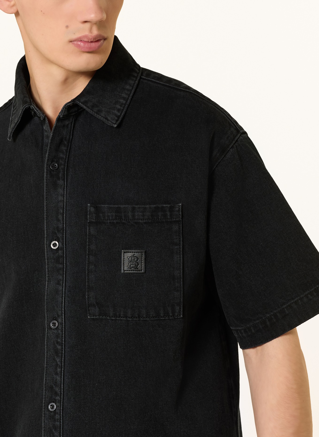 about:blank Jeanshemd Comfort Fit: SCHWARZ