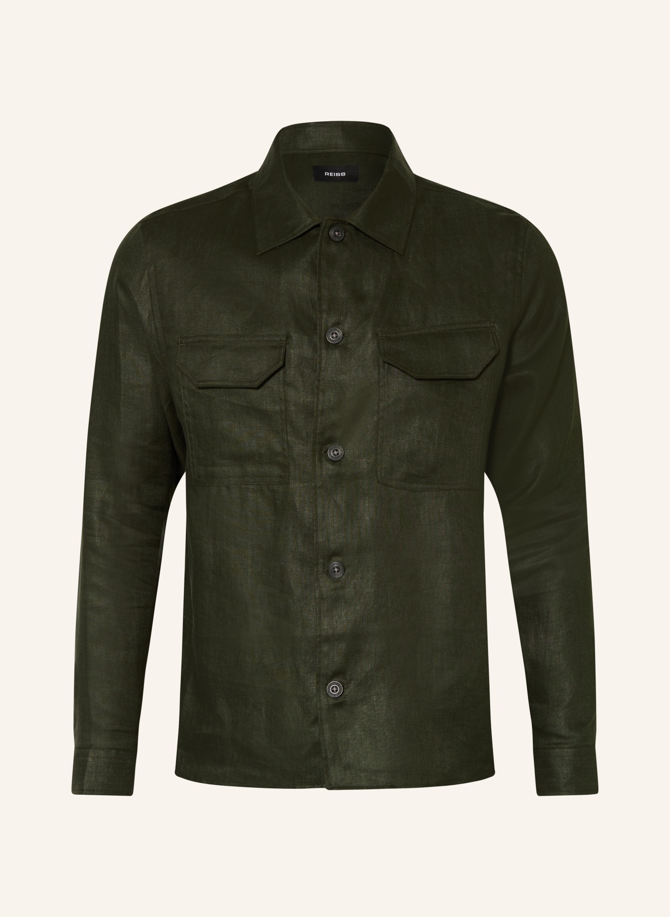 REISS POLASIO Regular Fit Shirt: DARK GREEN