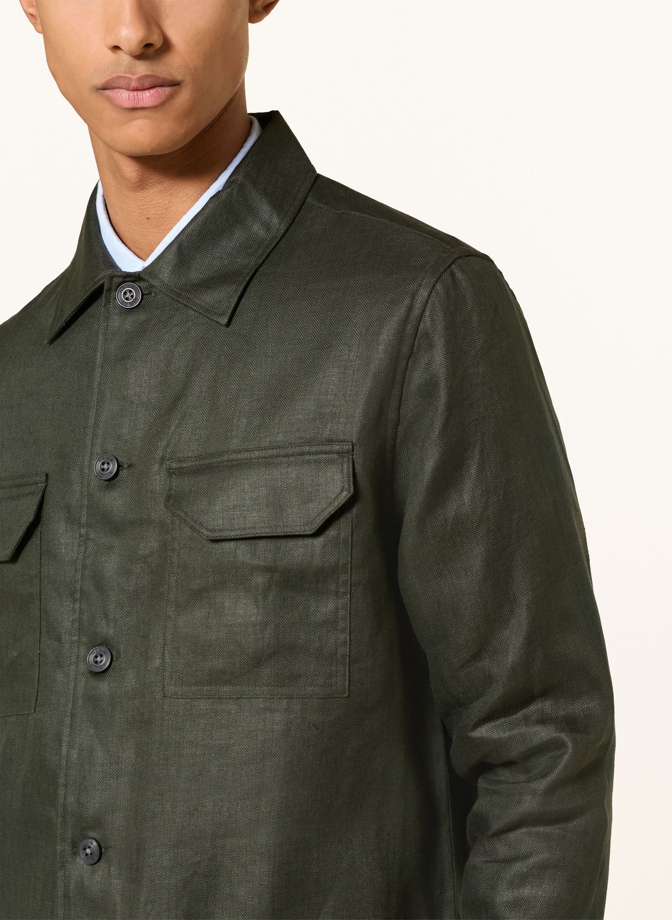 REISS POLASIO Regular Fit Shirt: DARK GREEN