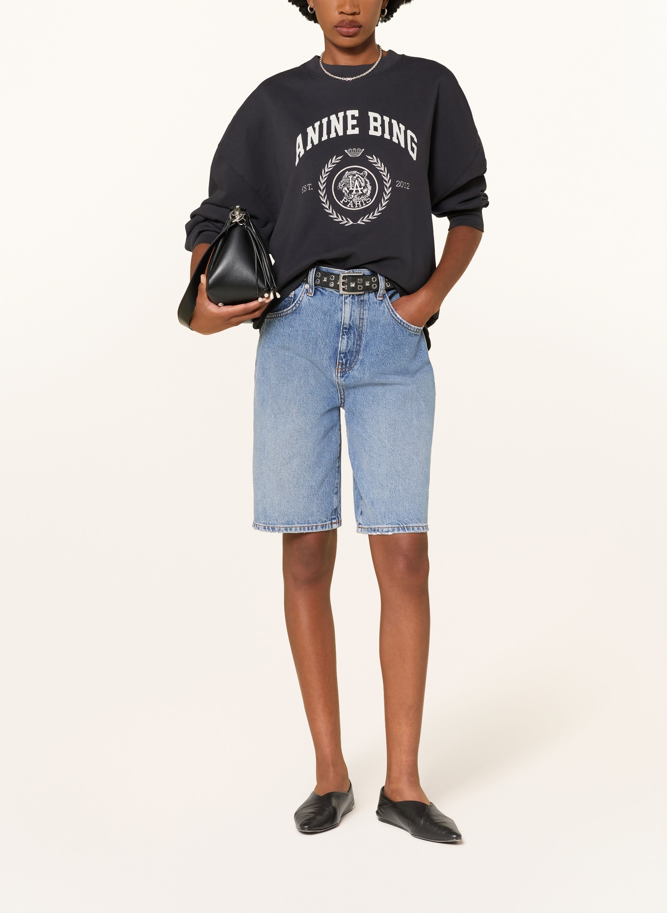 ANINE BING Oversized-sweatshirt MILES: SORT / HVID