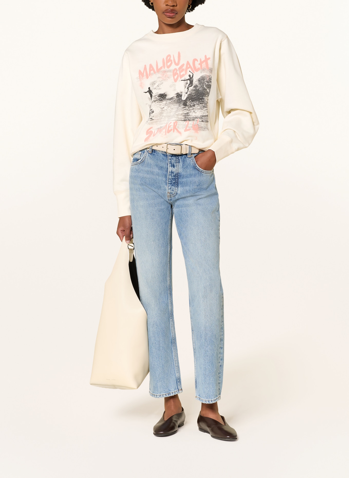 ANINE BING Sweatshirt HARRY: ECRU / ORANGE / SORT