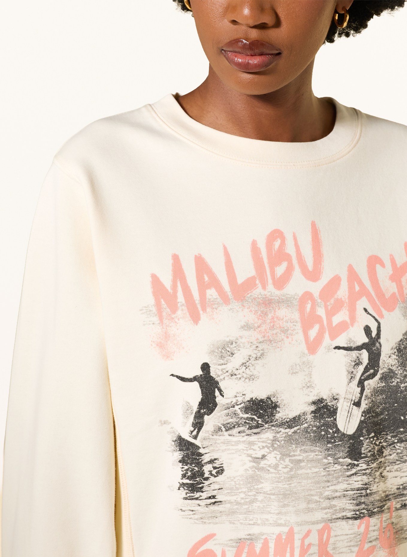 ANINE BING Sweatshirt HARRY: ECRU / ORANGE / SORT