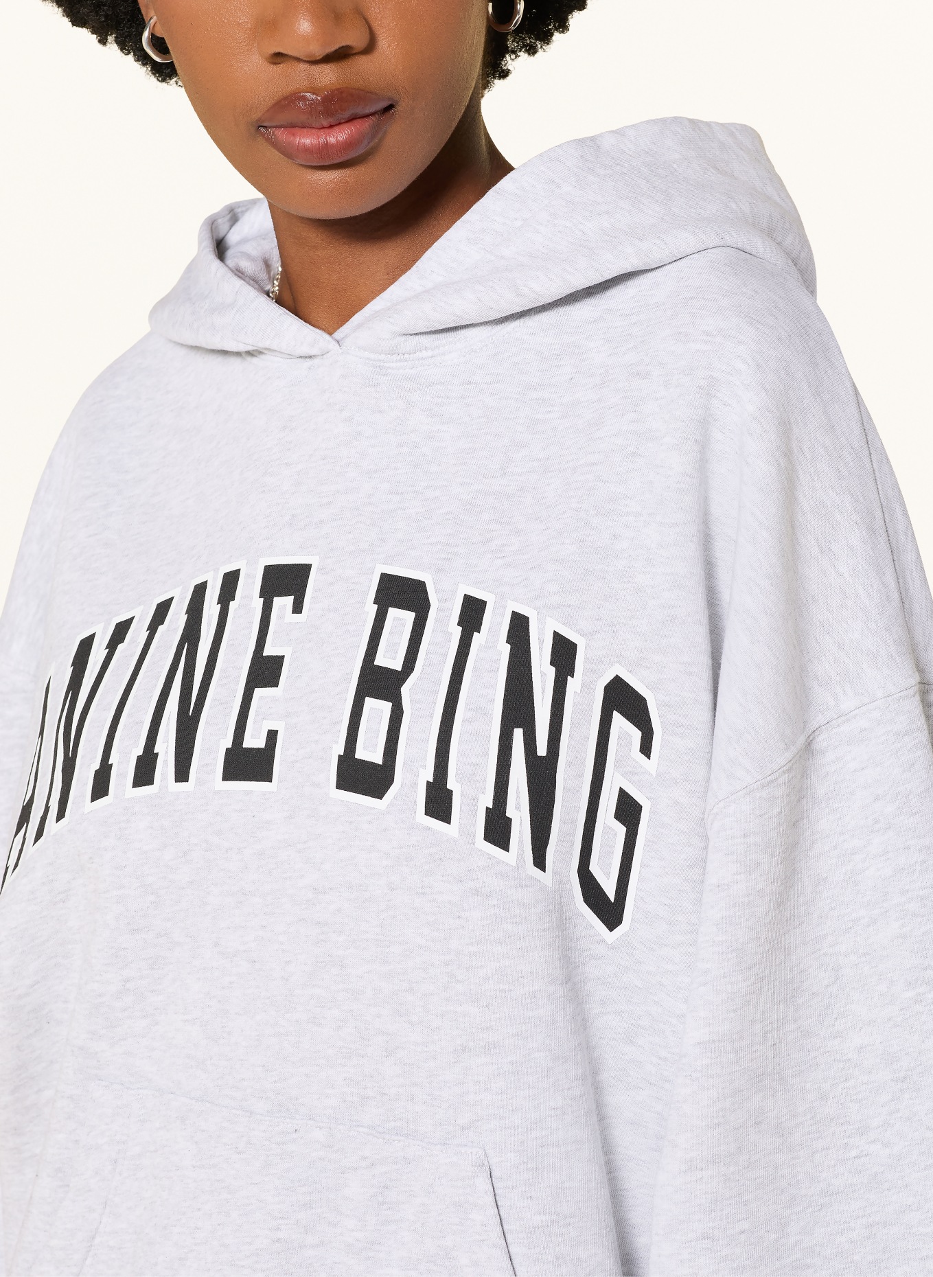 ANINE BING Hoodie HARVEY: HELLGRAU / WEISS / SCHWARZ