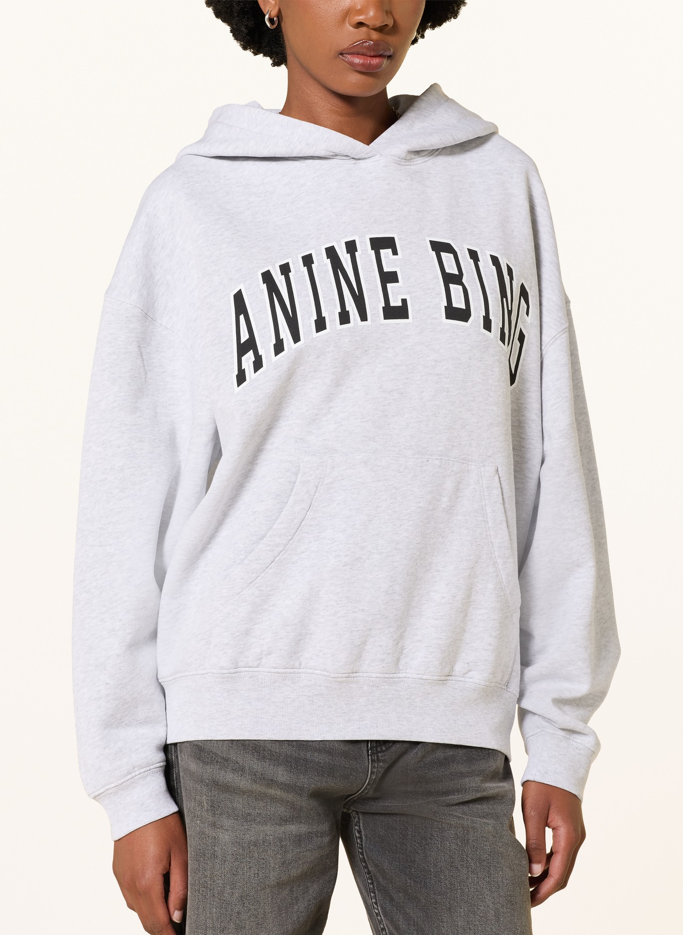 ANINE BING Hoodie HARVEY: HELLGRAU / WEISS / SCHWARZ
