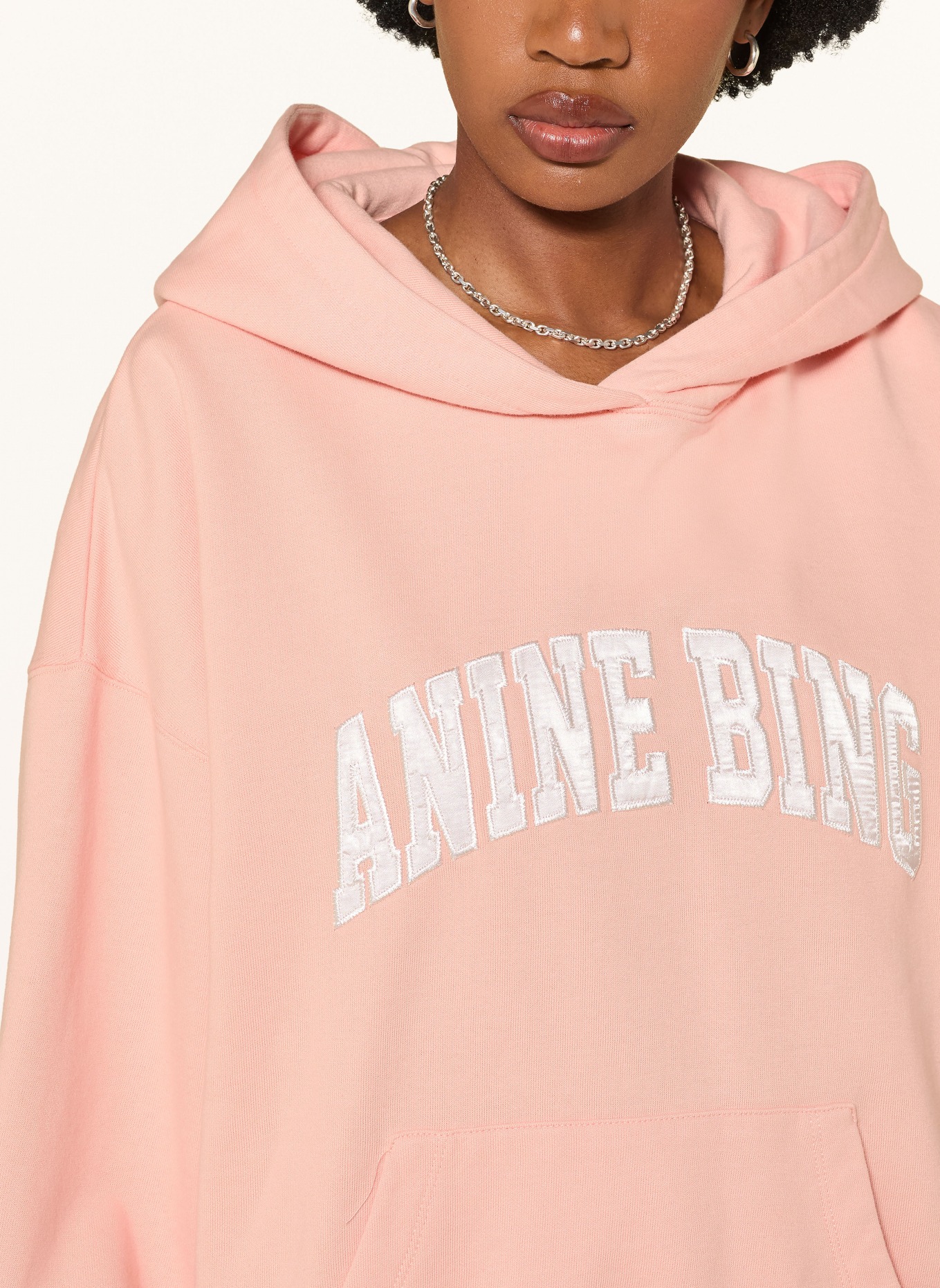 ANINE BING Hoodie HARVEY: LYSERØD / HVID