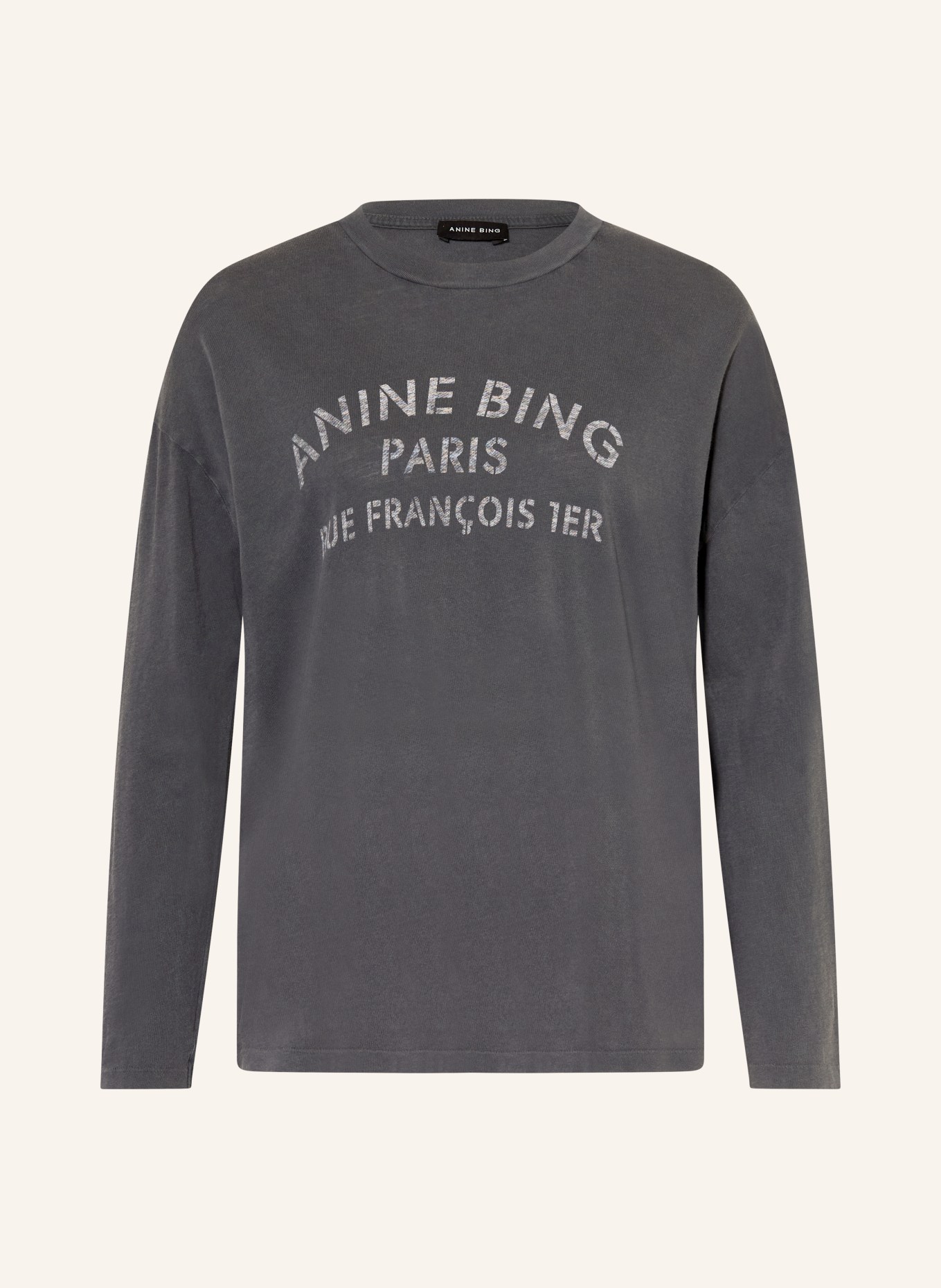 ANINE BING Langærmet IVAN: SORT / LYSEGRÅ