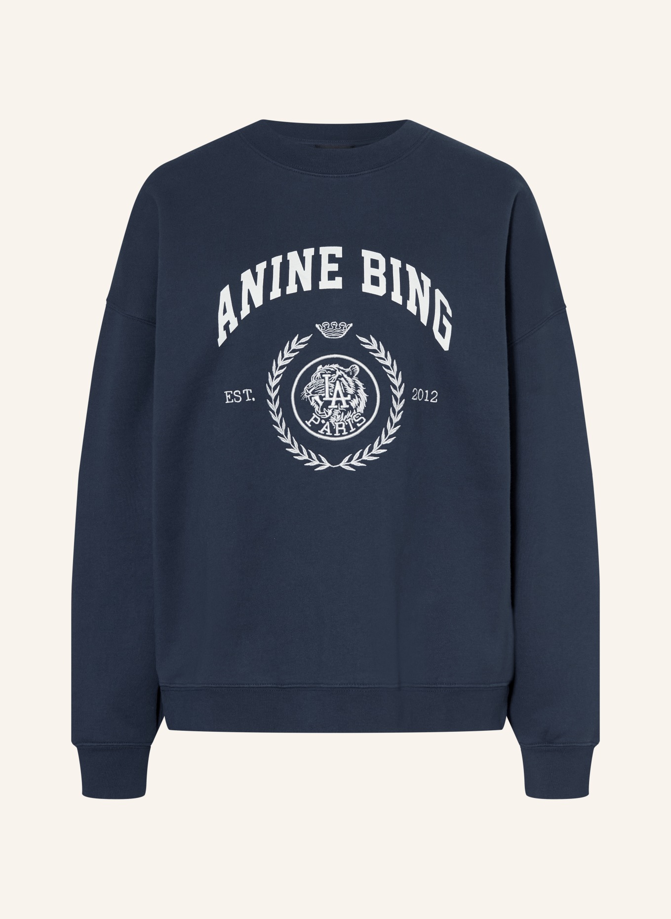 ANINE BING Sweatshirt MILES: MØRKEBLÅ / HVID