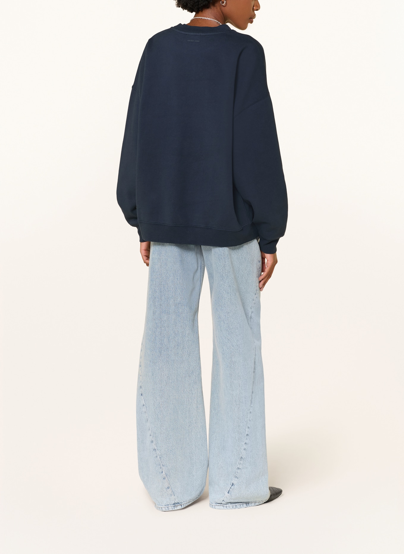ANINE BING Sweatshirt MILES: MØRKEBLÅ / HVID