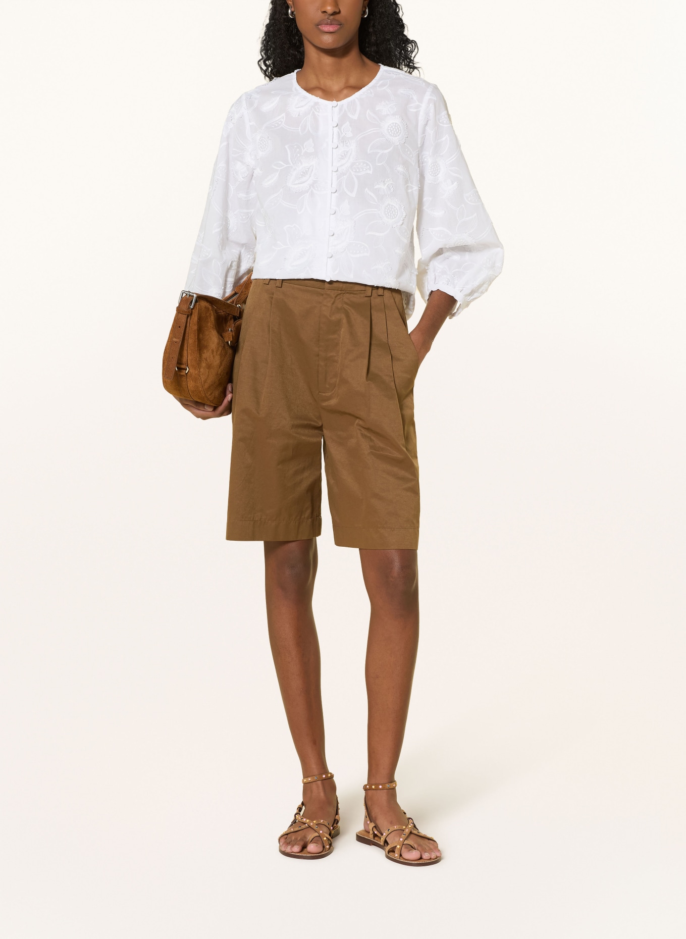 Phase Eight DAISY Blouse with 3/4-length sleeves: WHITE